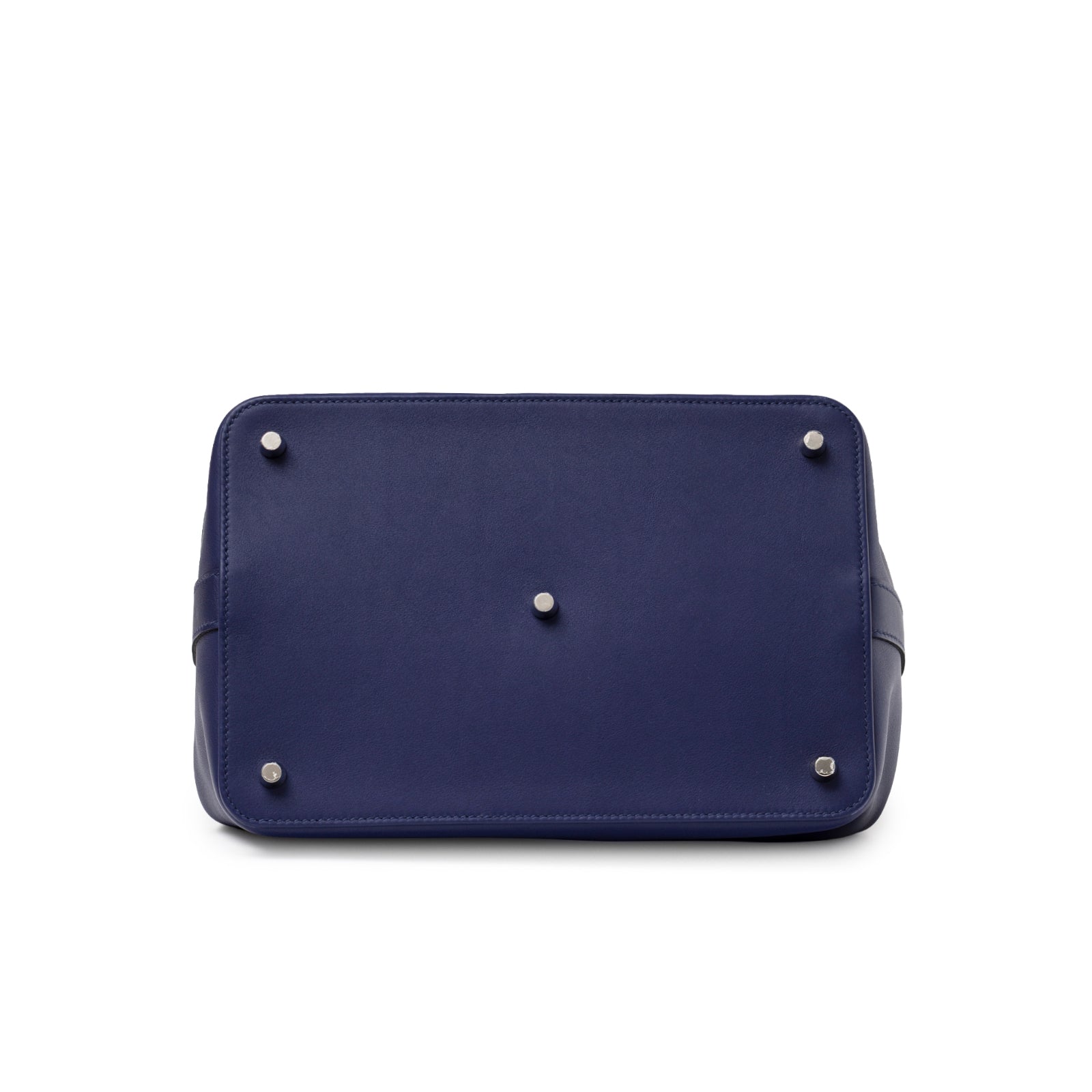 Hermès Tool Box 26 Blue Encre Blue Zellige Swift Palladium Hardware bottom view