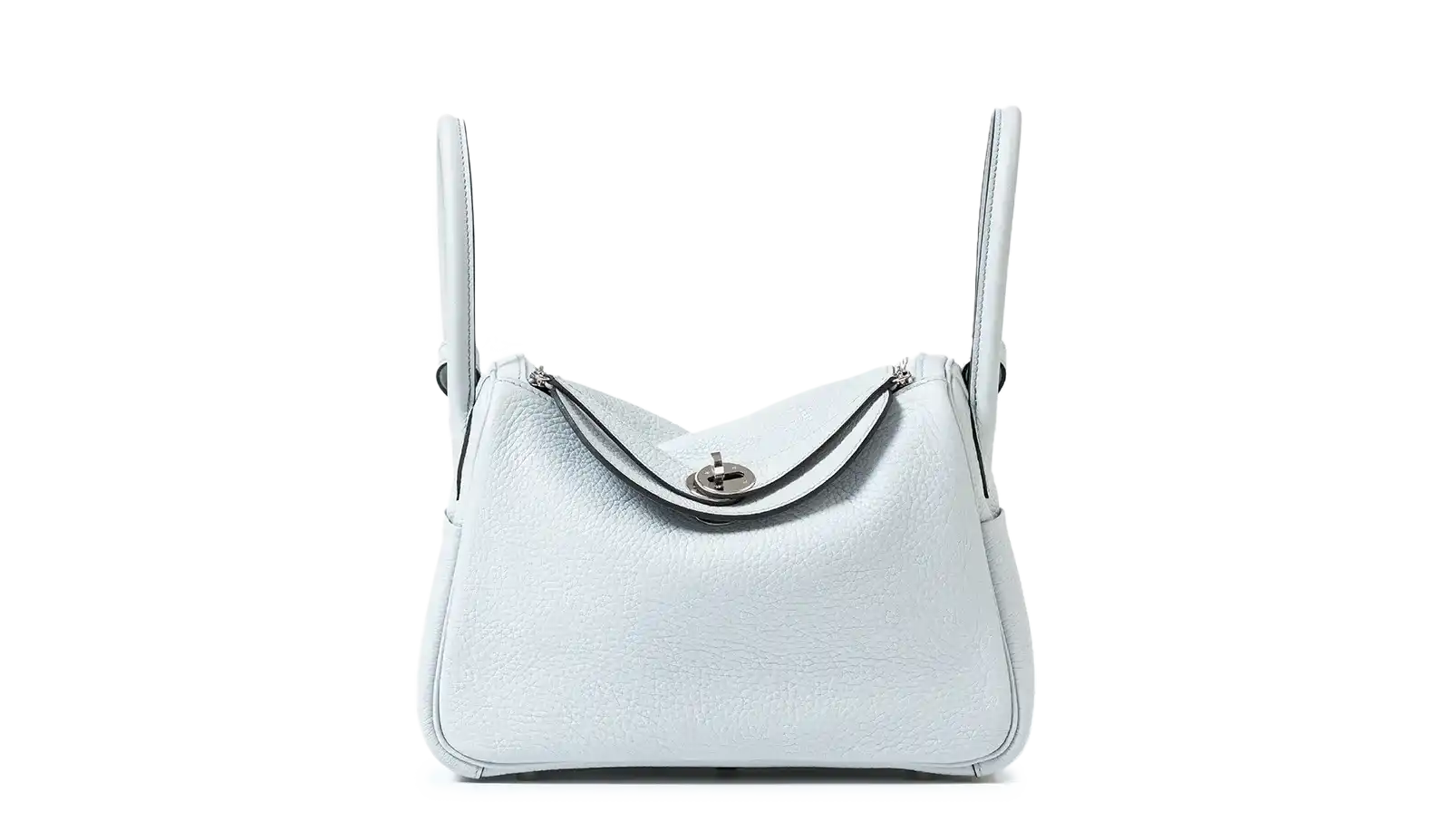 Light blue leather handbag.