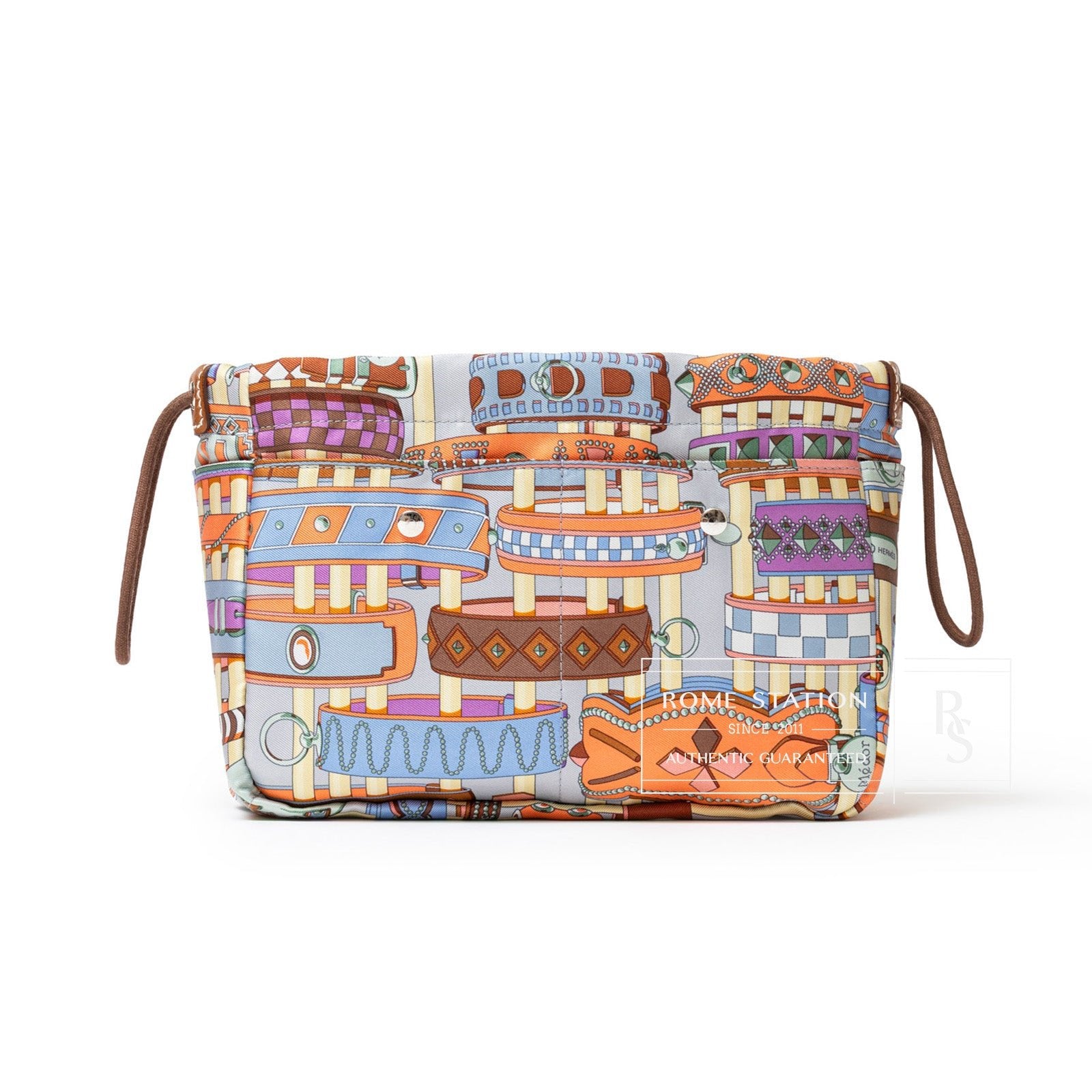Hermès Fourbi 20 pouch Paprika/Rose pop/Fauve Nylon/Silk Barenia Palladium Hardware - Front