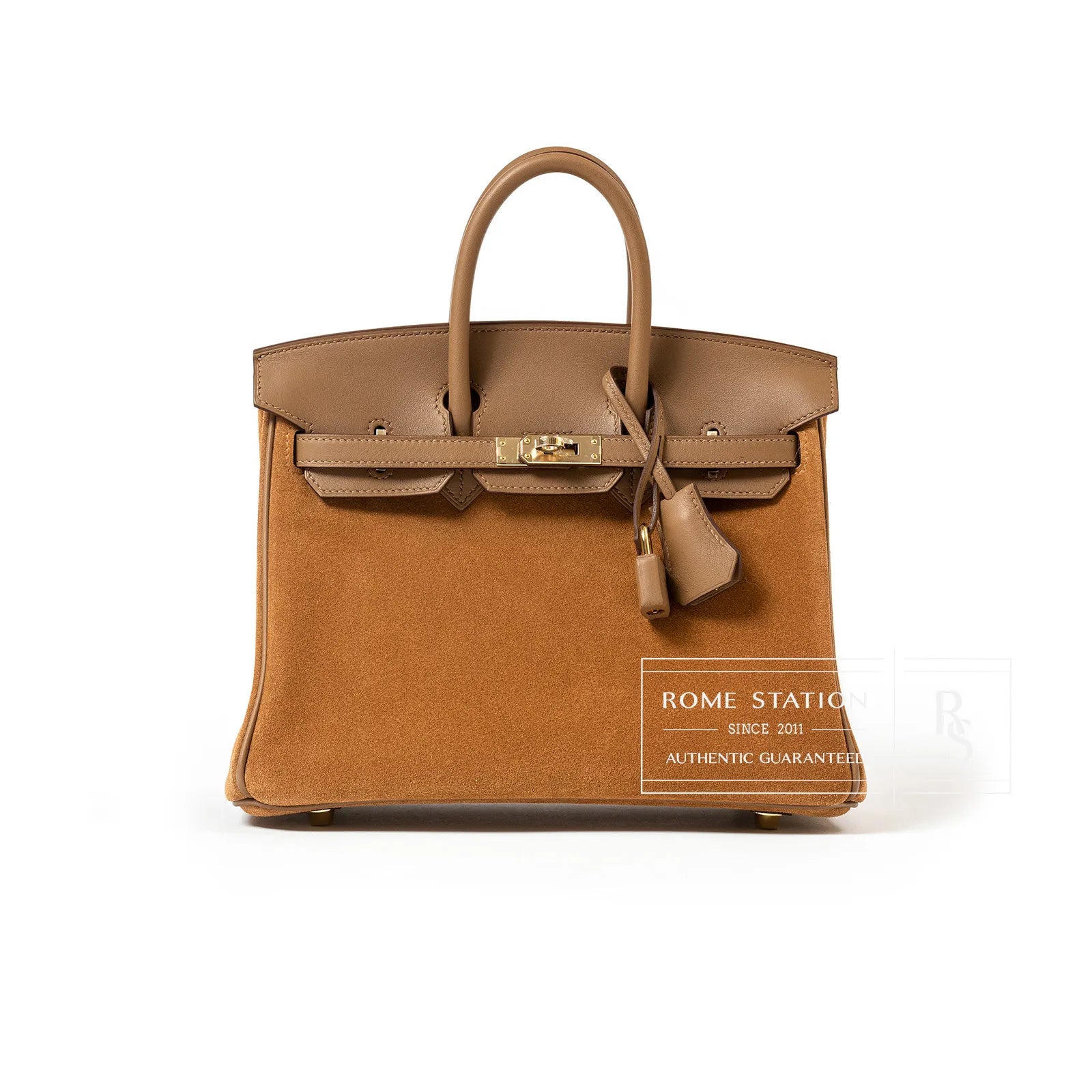 Hermès Birkin 25 Grizlly Chamois and Alezan Calf/Swift Permabrass Hardware