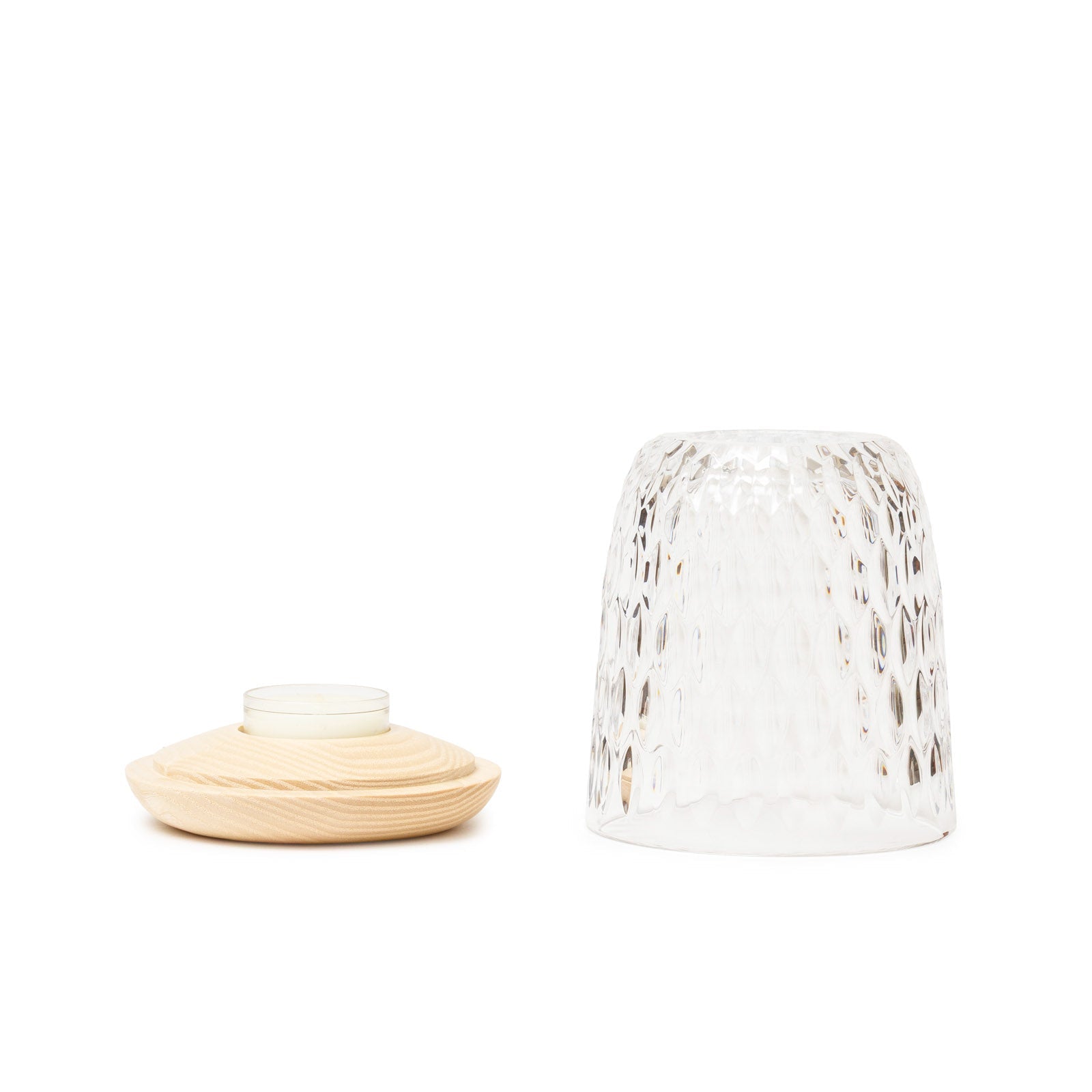 Saint Louis Crystal Folia Crystal & Clear Wood Small Photophore Candle