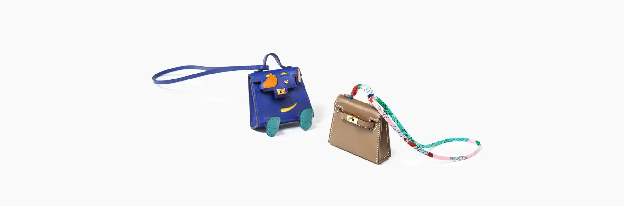 Two miniature handbags.