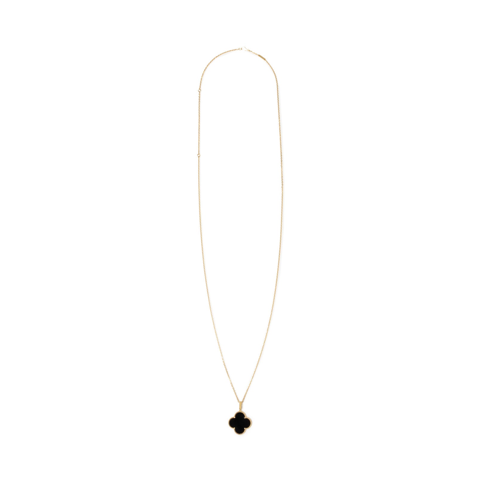 Van Cleef & Arpels Magic Alhambra 1 Motif Long Necklace Onyx 18K Yellow Gold