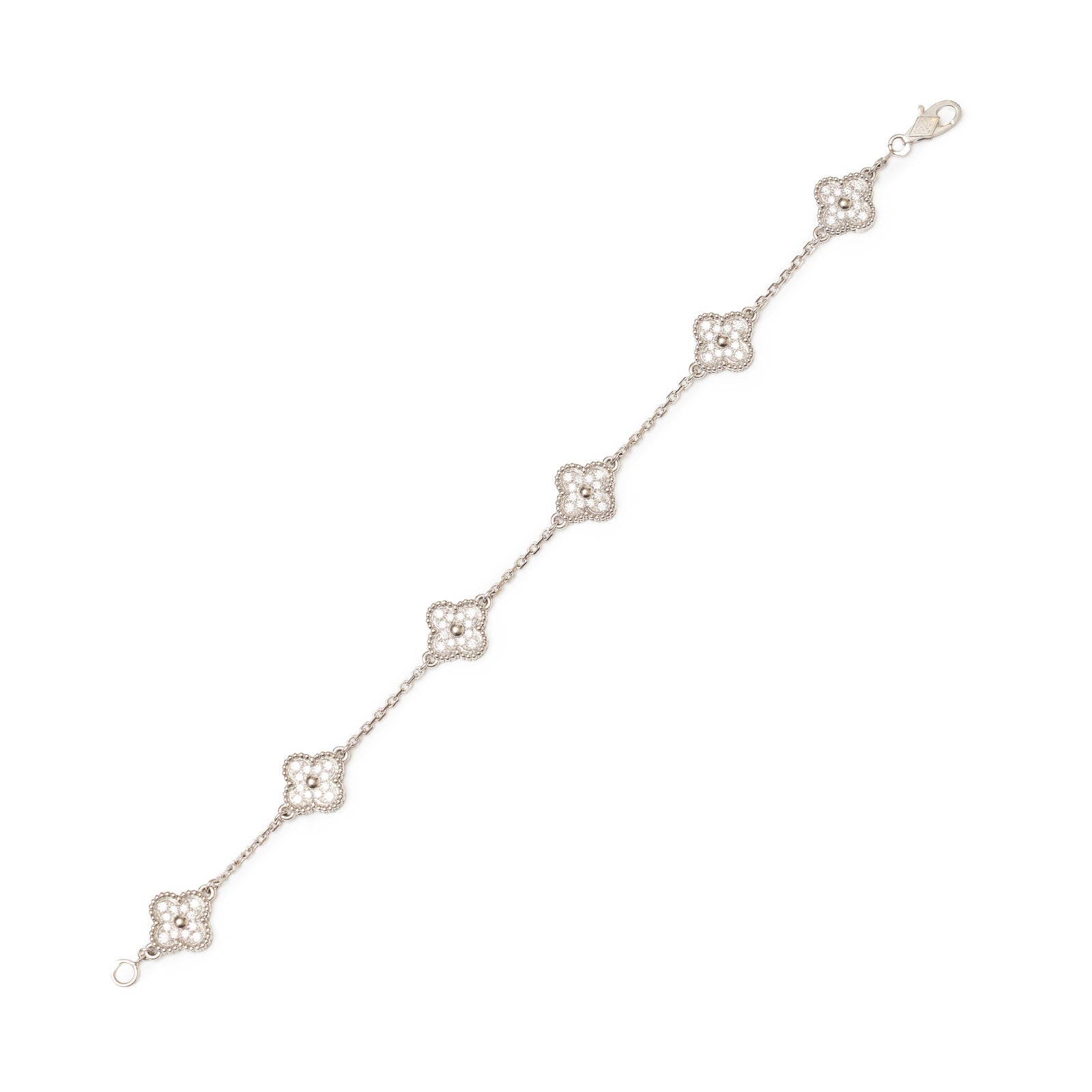 Van Cleef & Arpels Sweet Alhambra 6 Motifs Bracelet 18K White Gold with Diamond - Full View