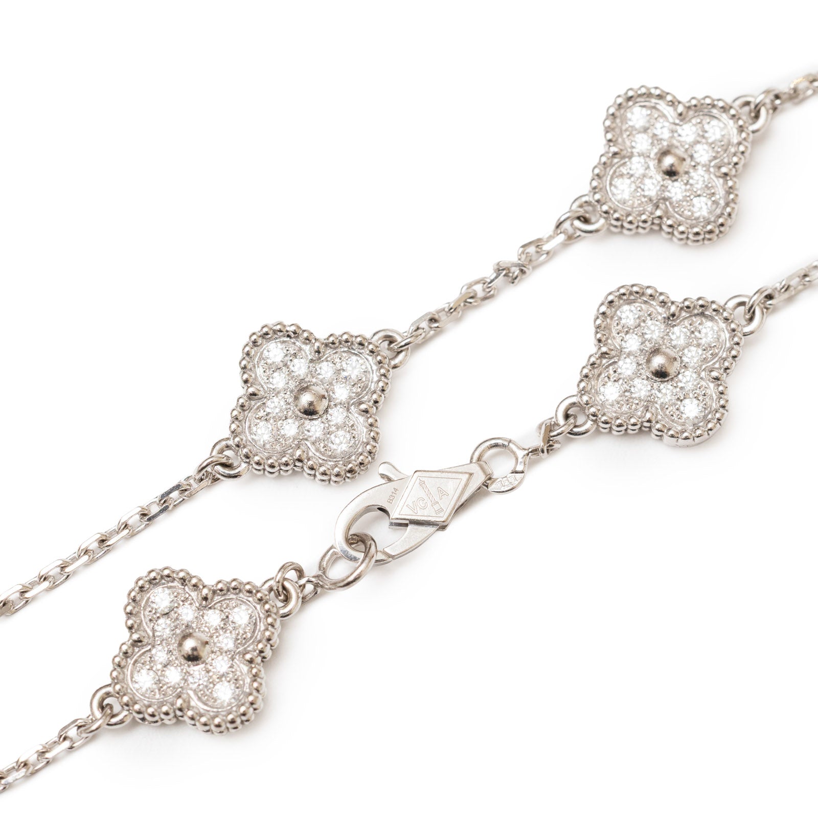 Van Cleef & Arpels Sweet Alhambra 6 Motifs Bracelet 18K White Gold with Diamond - Close Up