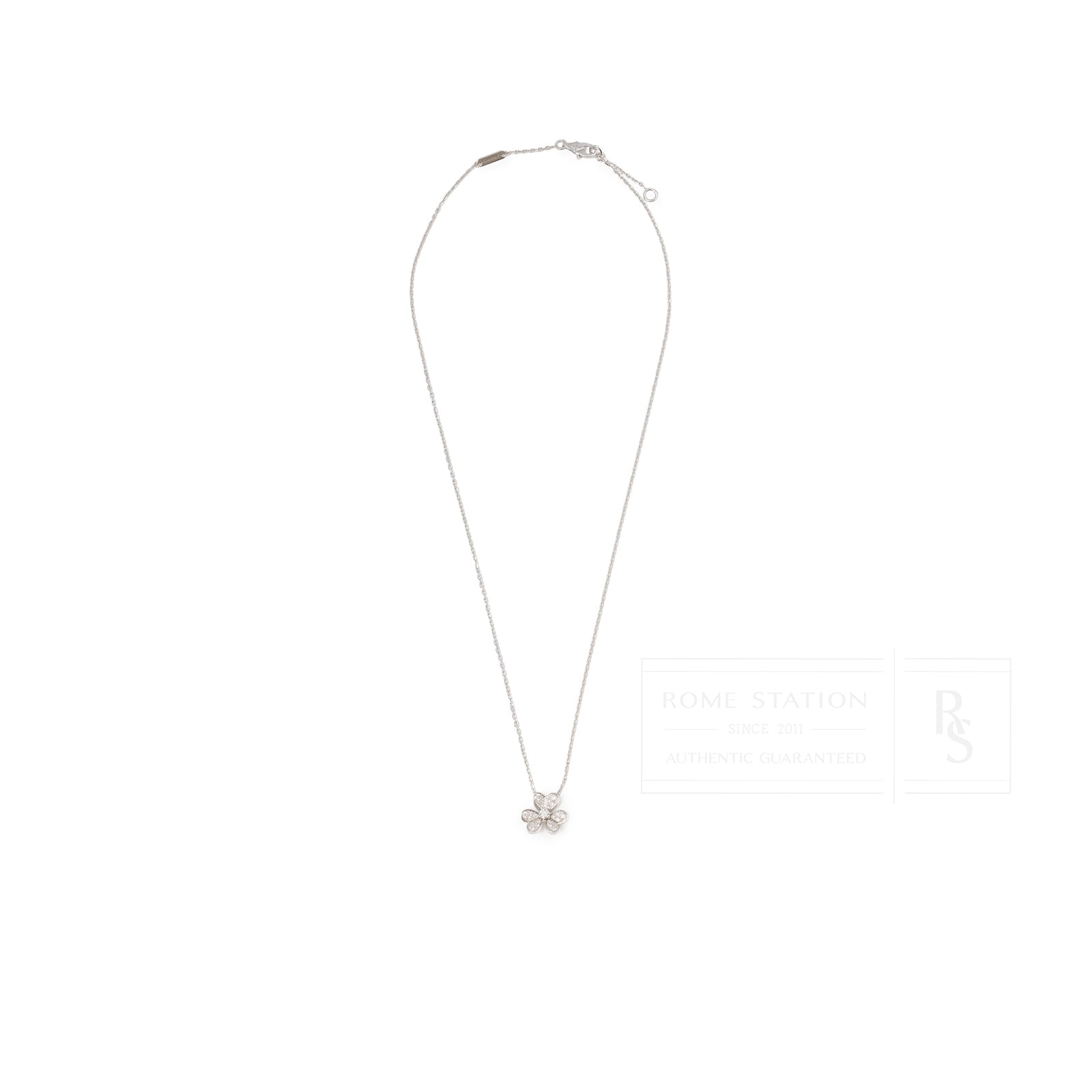 Front view of Van Cleef & Arpels Sweet Frivole Pendant Mini Model Diamond 18K White Gold necklace