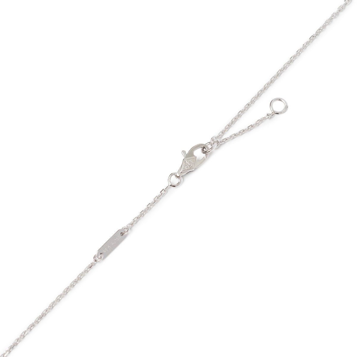 Van Cleef & Arpels Sweet Frivole Pendant Mini Model Diamond 18K White Gold chain and clasp detail
