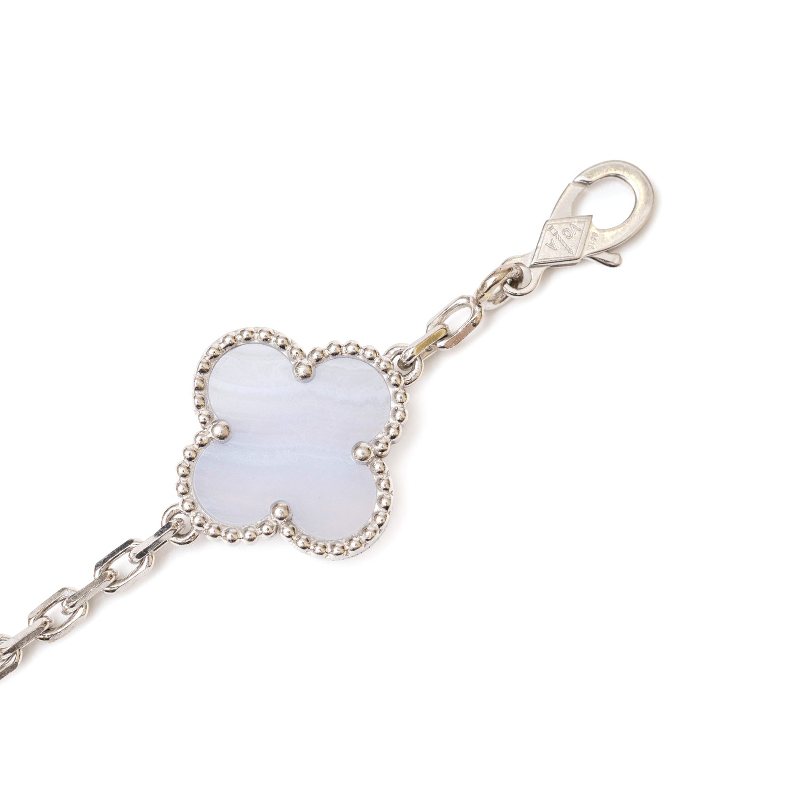 Van Cleef & Arpels Vintage Alhambra 5 Motifs Bracelet Chalcedony 18K White Gold