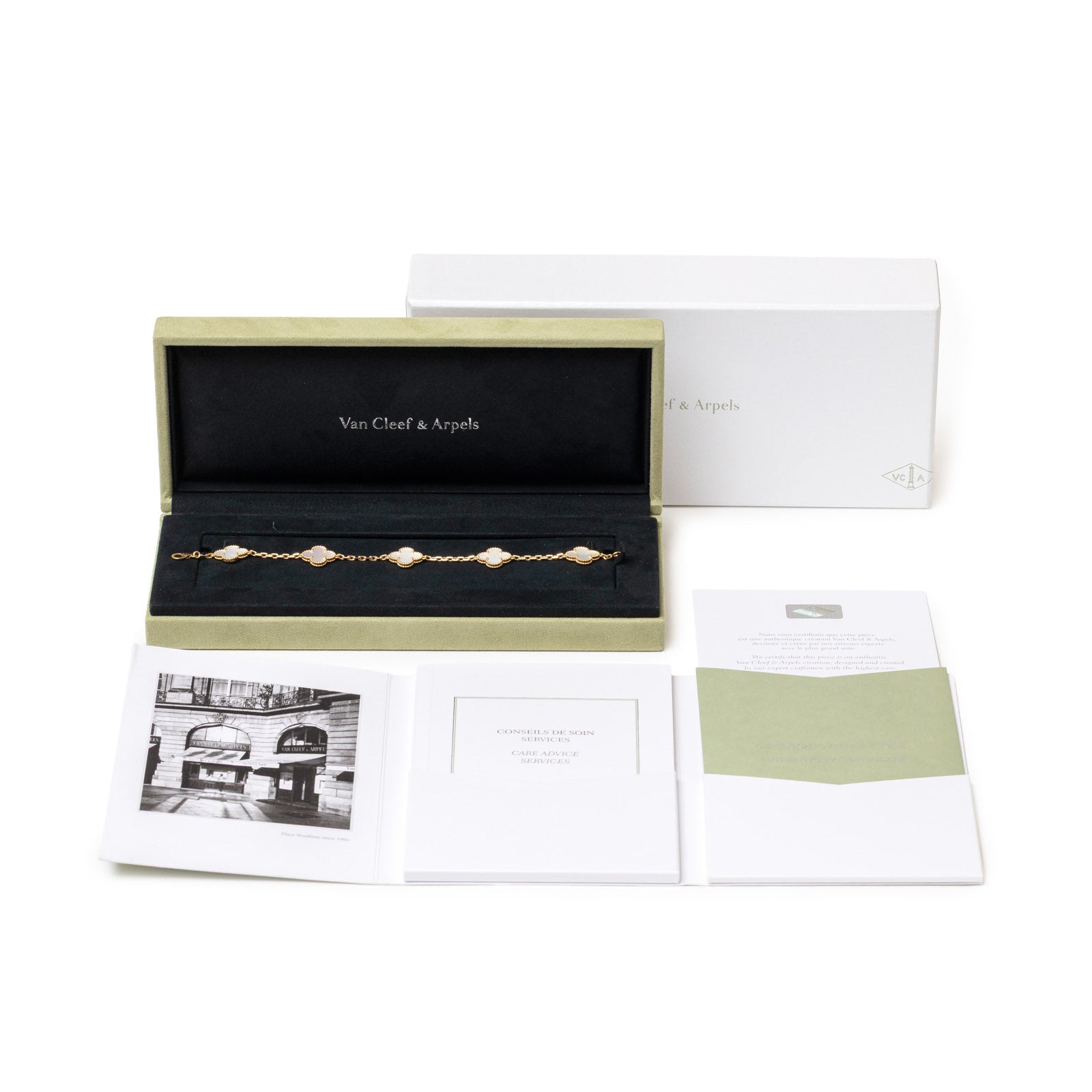 Van Cleef & Arpels Vintage Alhambra 5 Motifs Bracelet Mother-of-pearl 18K Yellow Gold