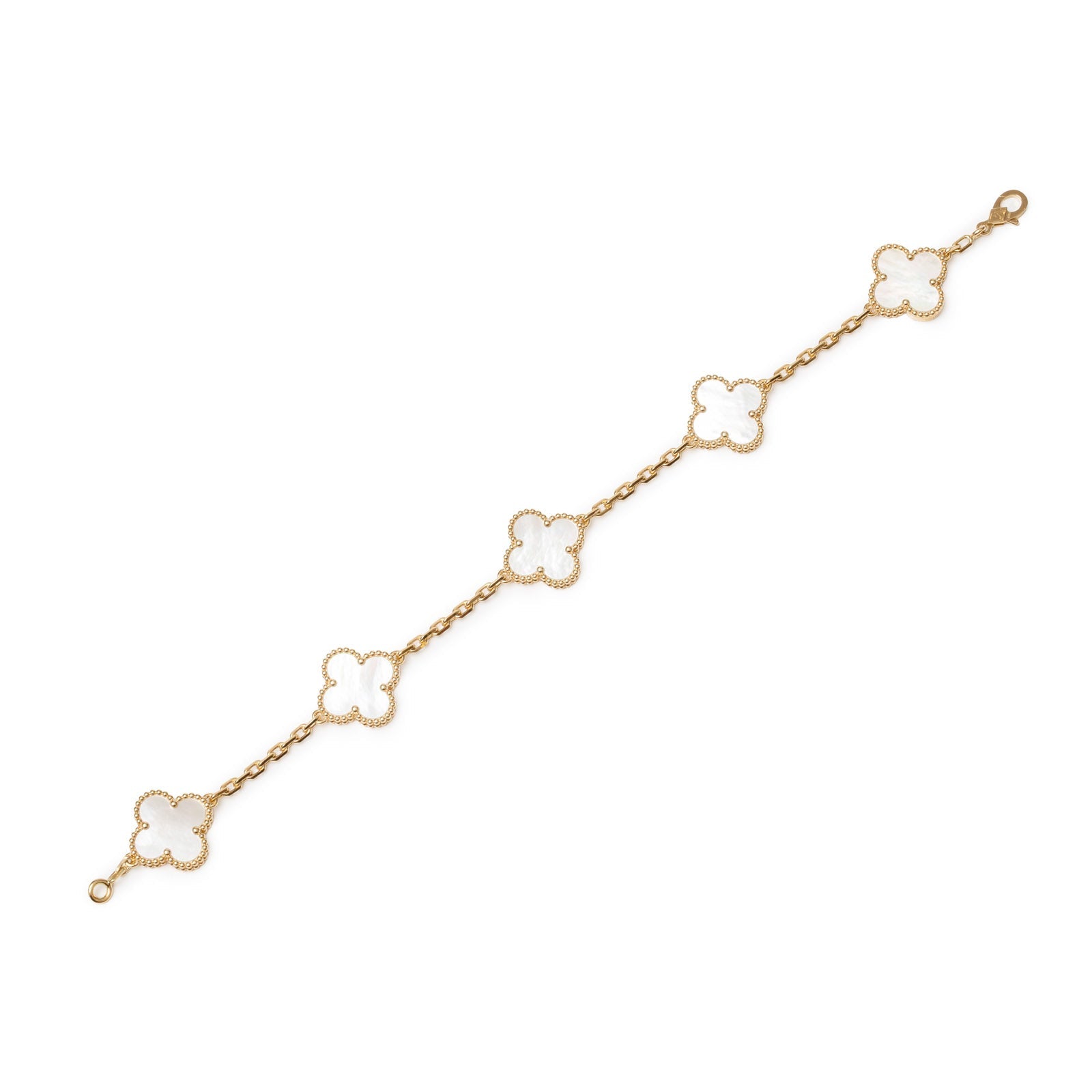 Van Cleef & Arpels Vintage Alhambra 5 Motifs Bracelet Mother-of-pearl 18K Yellow Gold