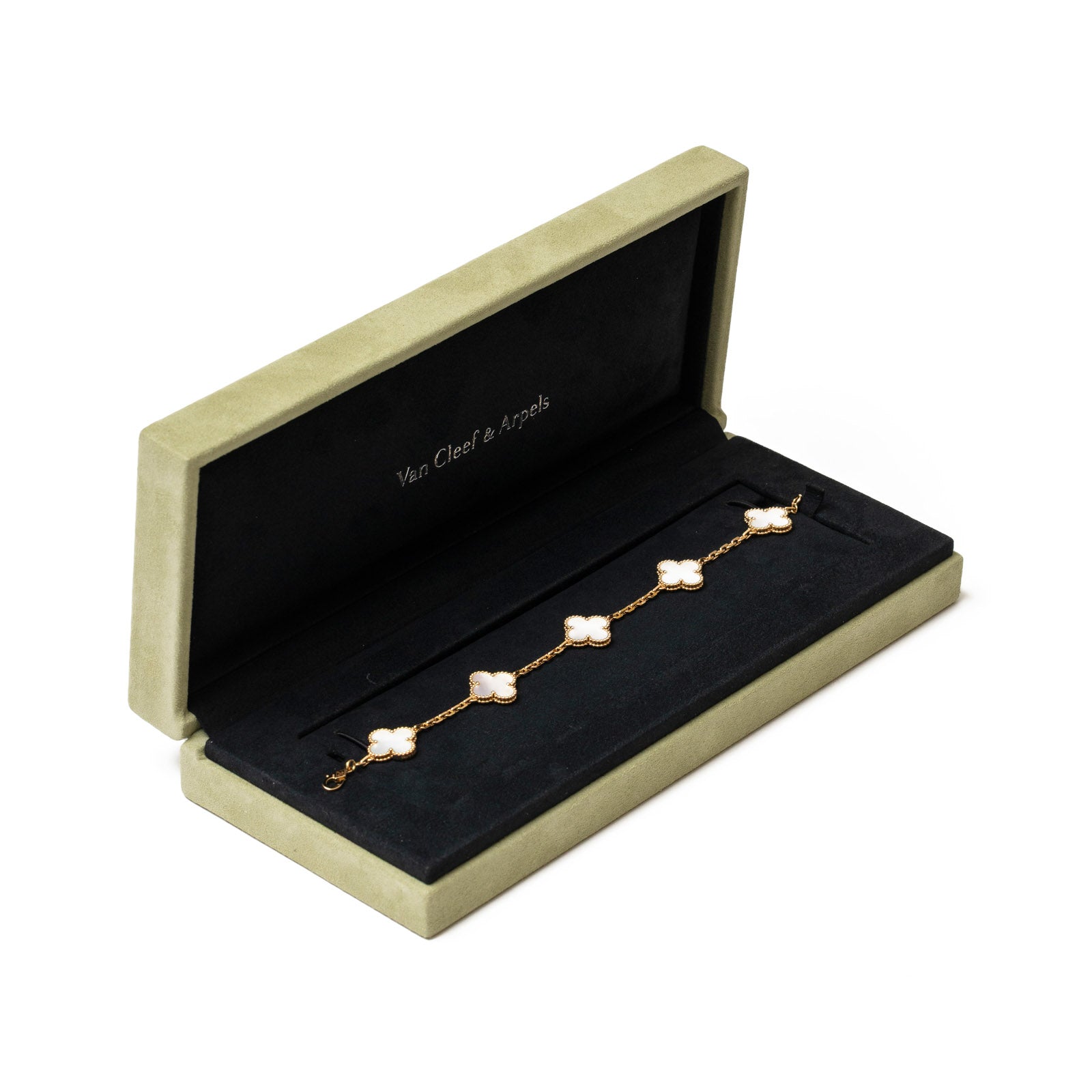 Van Cleef & Arpels Vintage Alhambra 5 Motifs Bracelet Mother-of-pearl 18K Yellow Gold