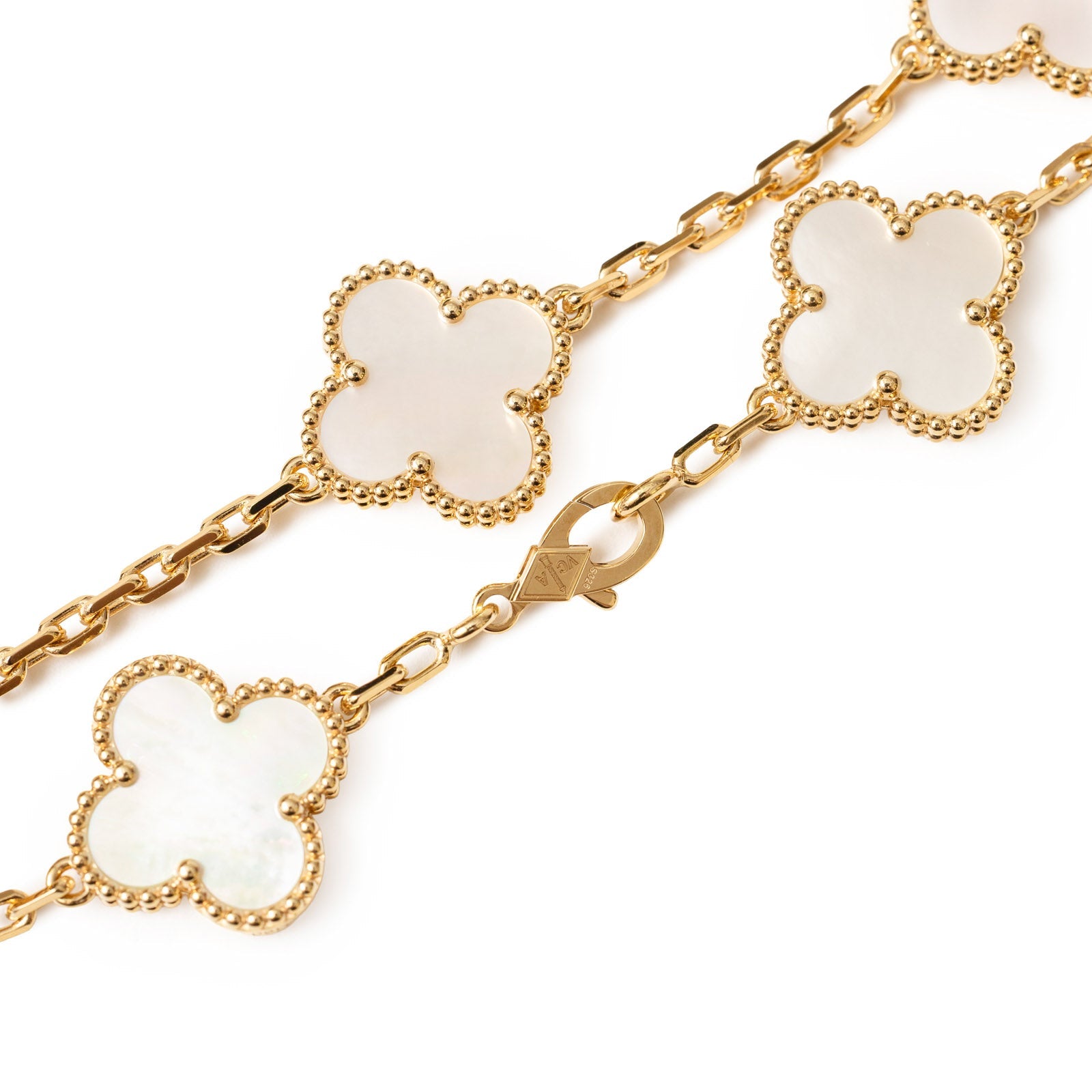 Van Cleef & Arpels Vintage Alhambra 5 Motifs Bracelet Mother-of-pearl 18K Yellow Gold