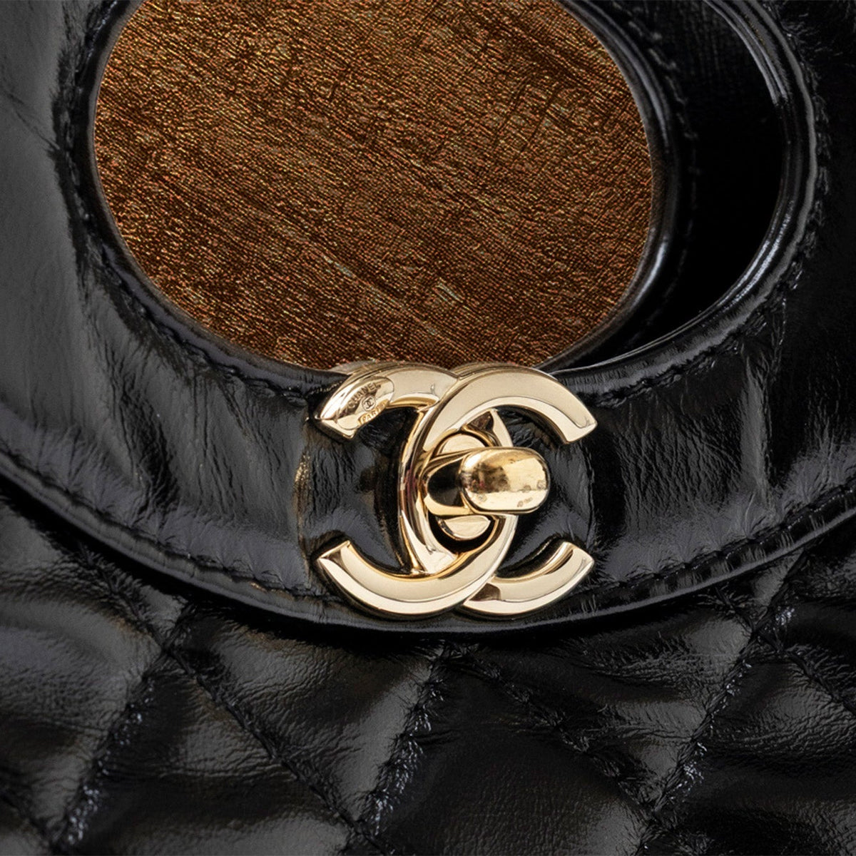 Authentic Chanel Hardware Belt Piece Chanel Metal Leopard Print Calfskin CC Belt 80 32 Gold Black  main image 2