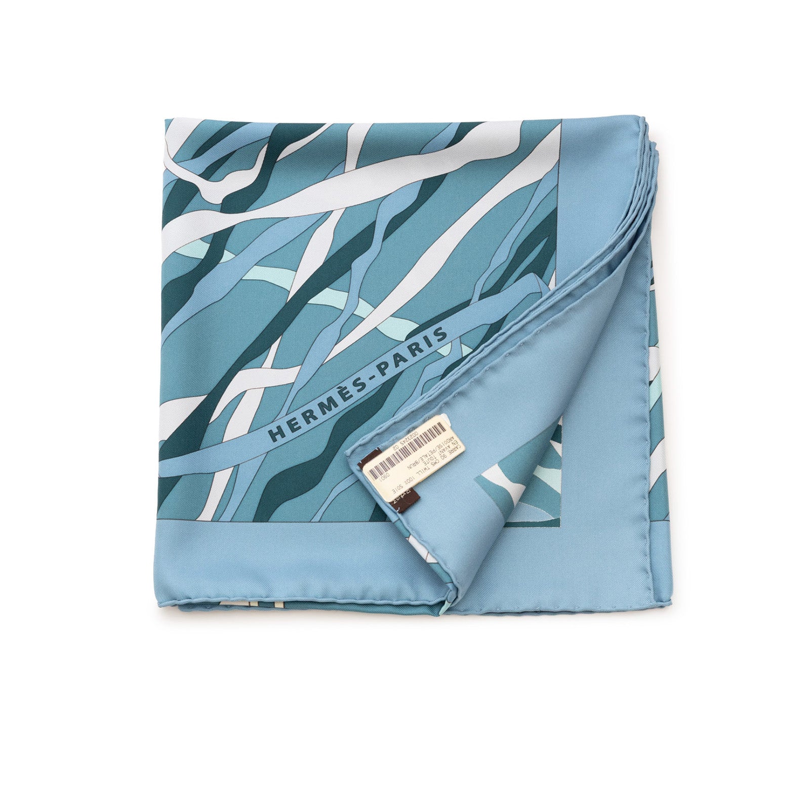 Hermès Carre Scarf 90 En Avant Toute Ardoise/Petale/Brun - Back
