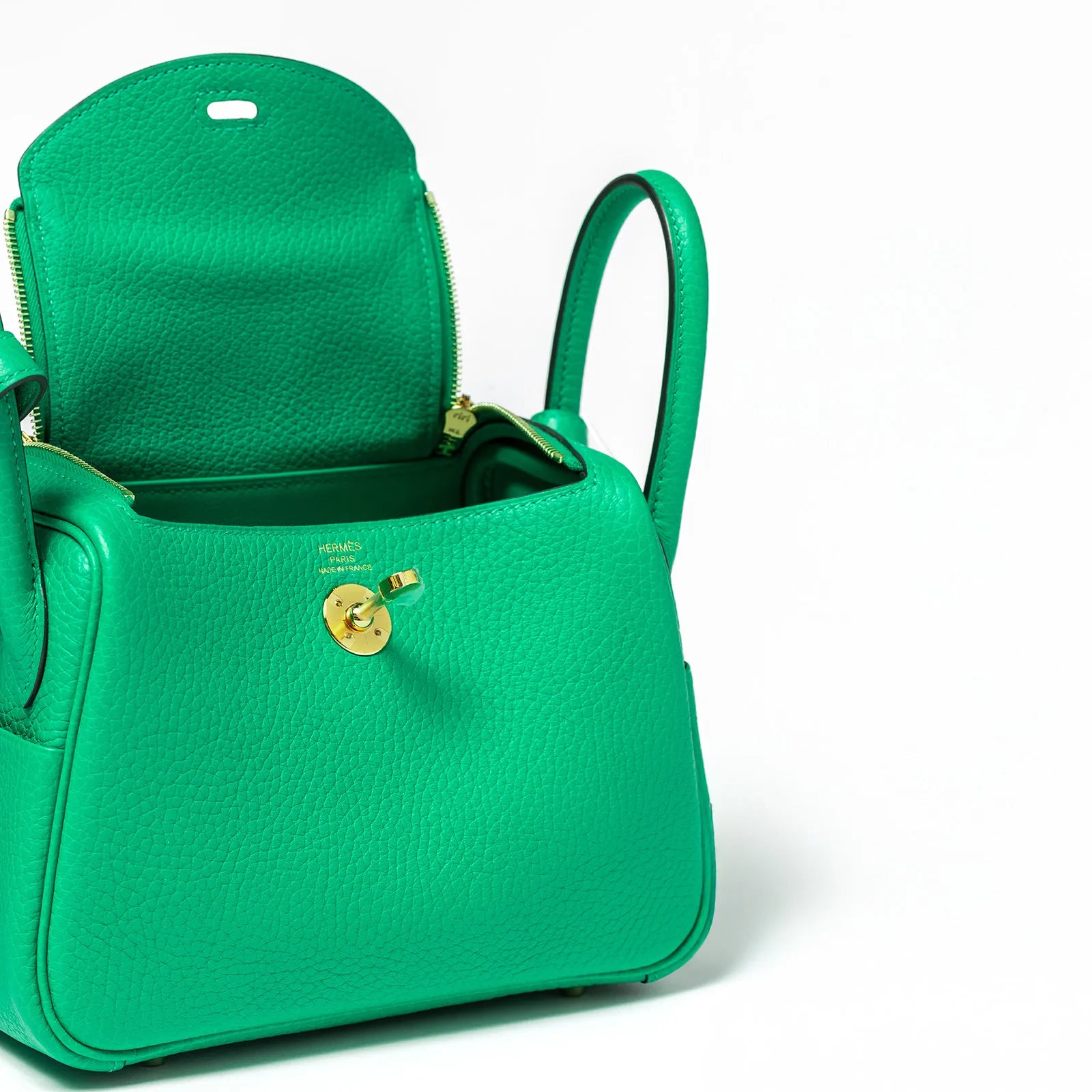 Hermès Mini Lindy I 6W Menthe Clemence Gold Hardware