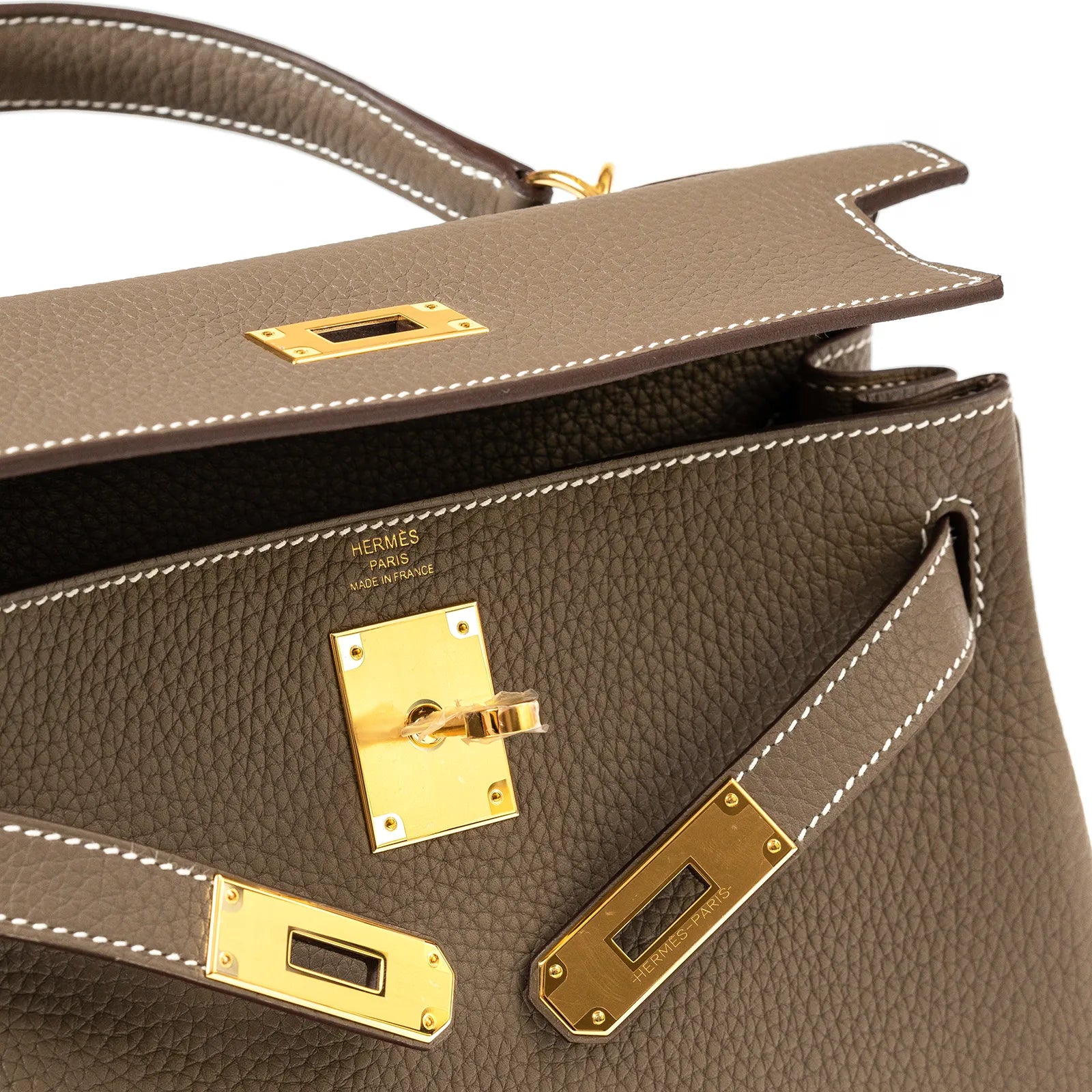 Hermès Kelly Retourne 28 Etoupe Togo Gold Hardware