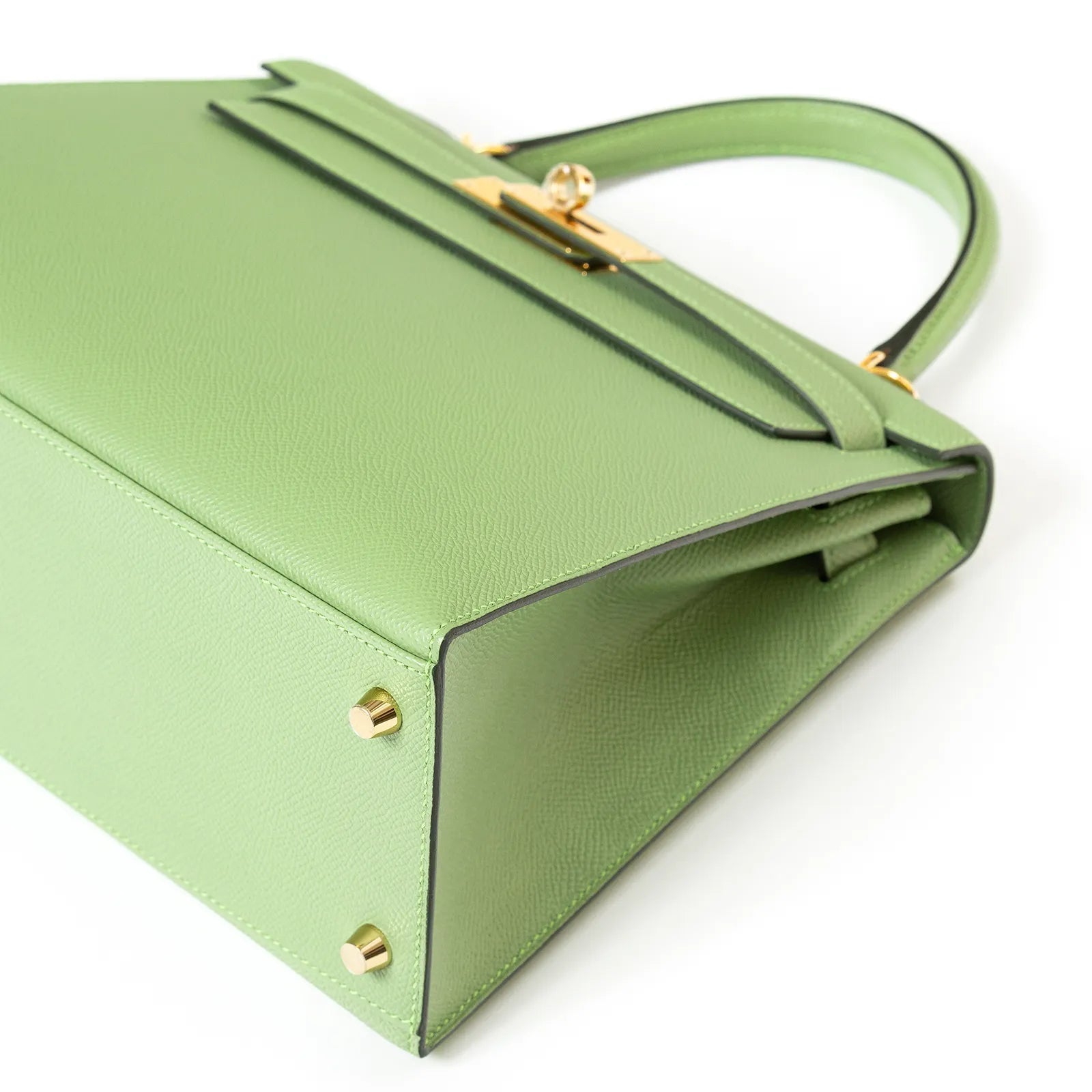 Hermès Kelly Sellier 28 Vert Criquet Epsom Gold Hardware