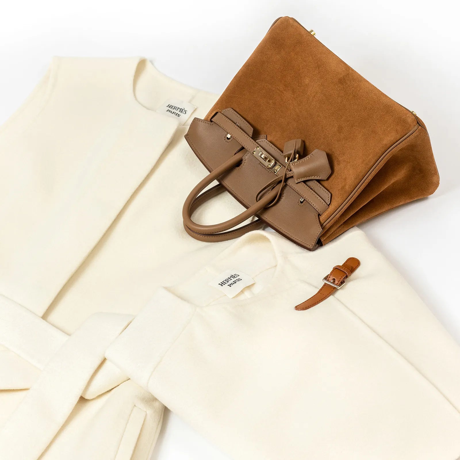 Hermès Birkin 25 Grizlly Chamois and Alezan Calf/Swift Permabrass Hardware