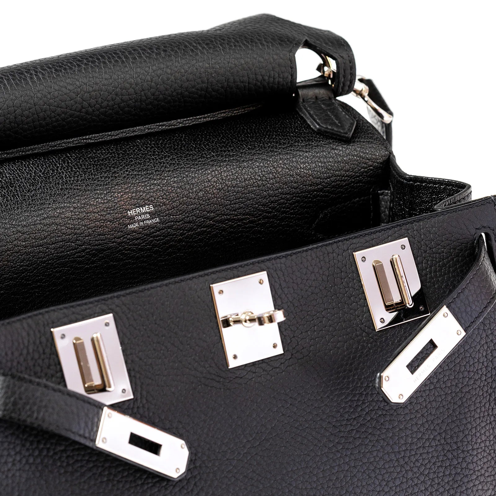 Hermès Jypsiere 28 Black Clemence Palladium Hardware