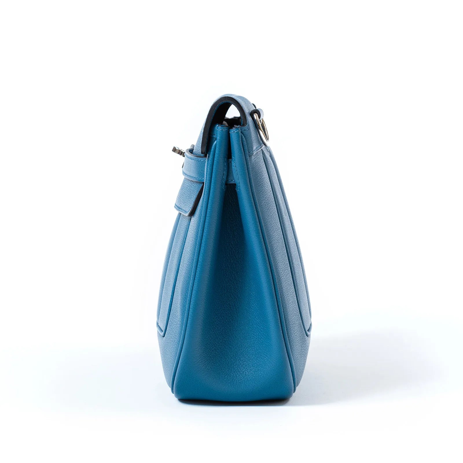 Hermès Berline 28 Blue Evercolor Palladium Hardware