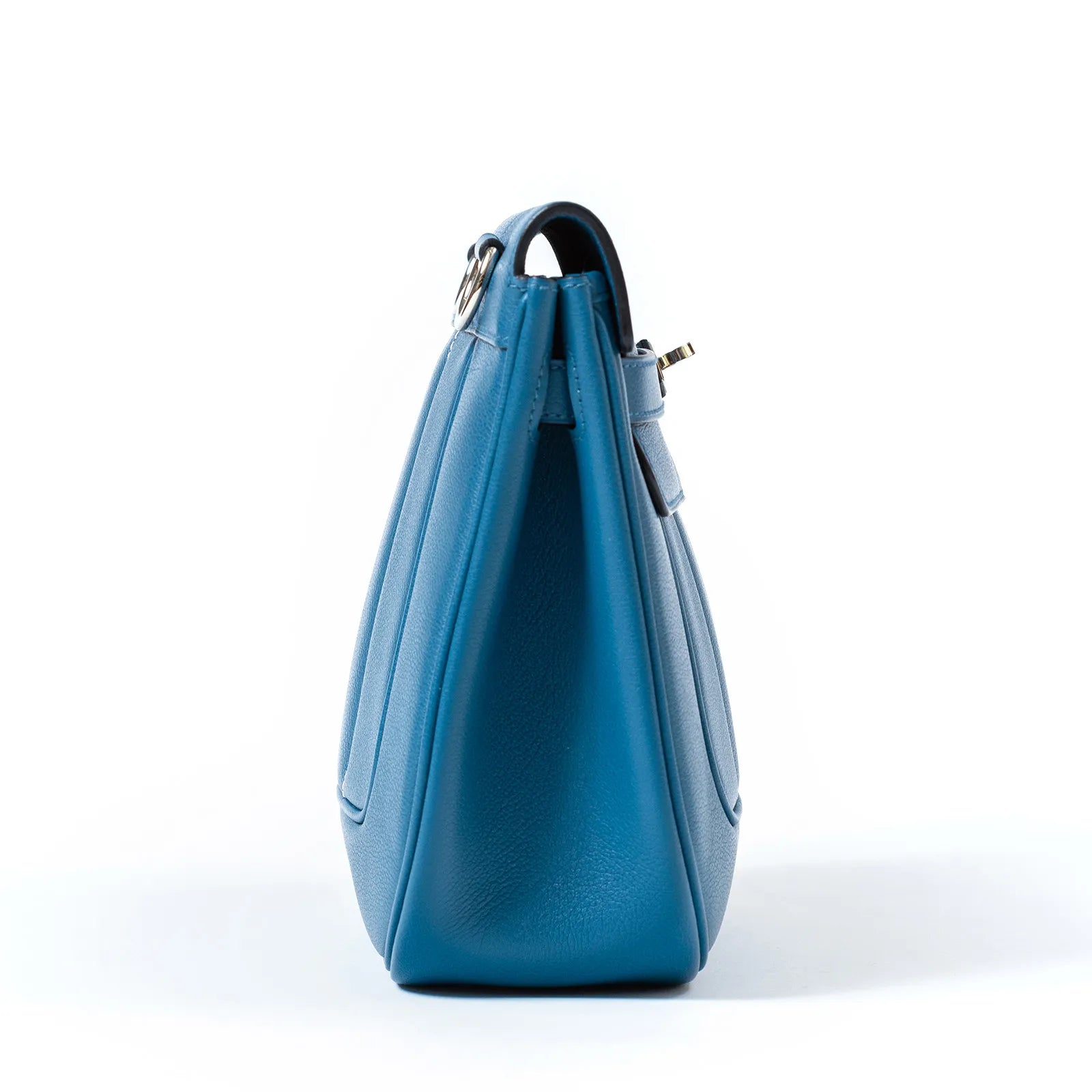 Hermès Berline 28 Blue Evercolor Palladium Hardware