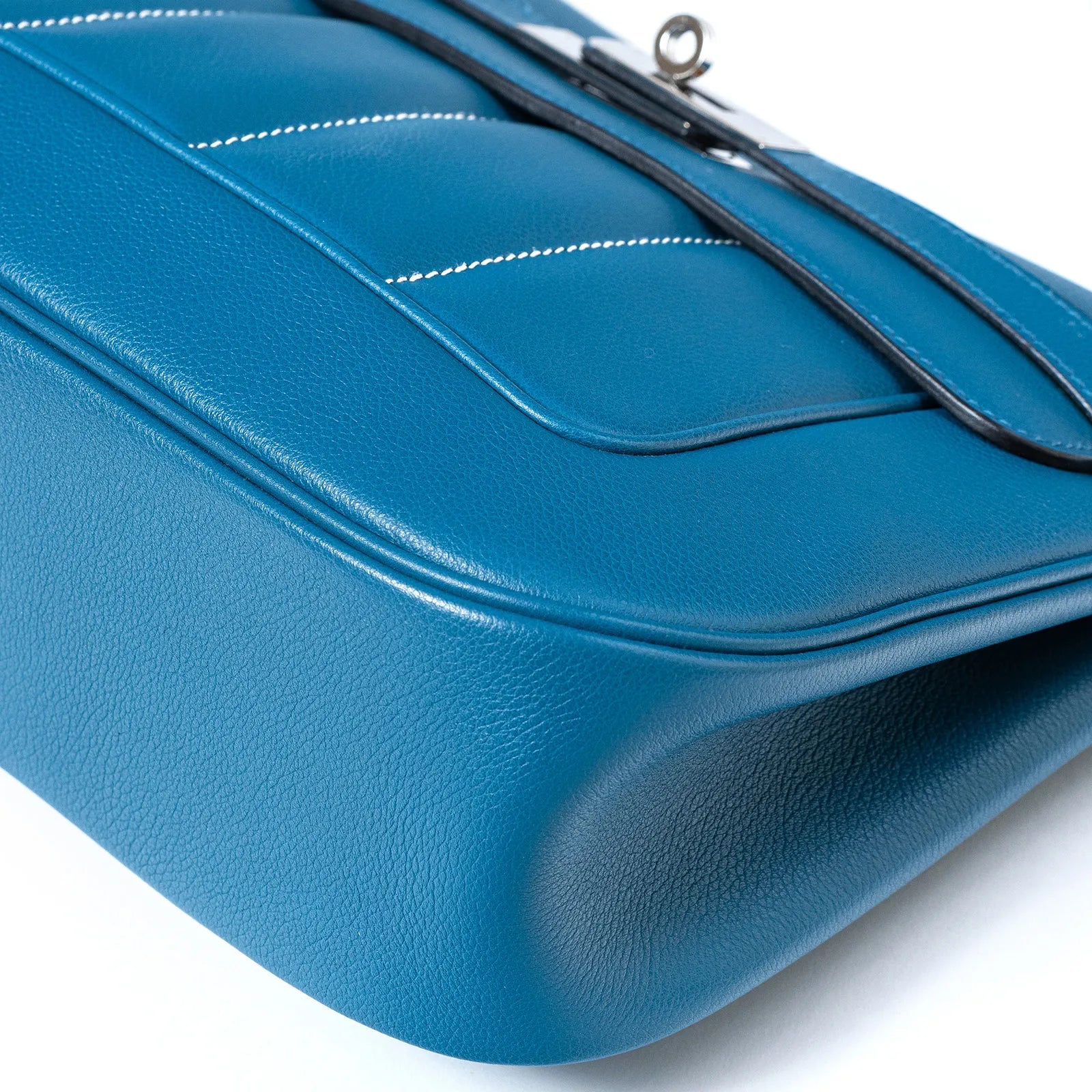 Hermès Berline 28 Blue Evercolor Palladium Hardware
