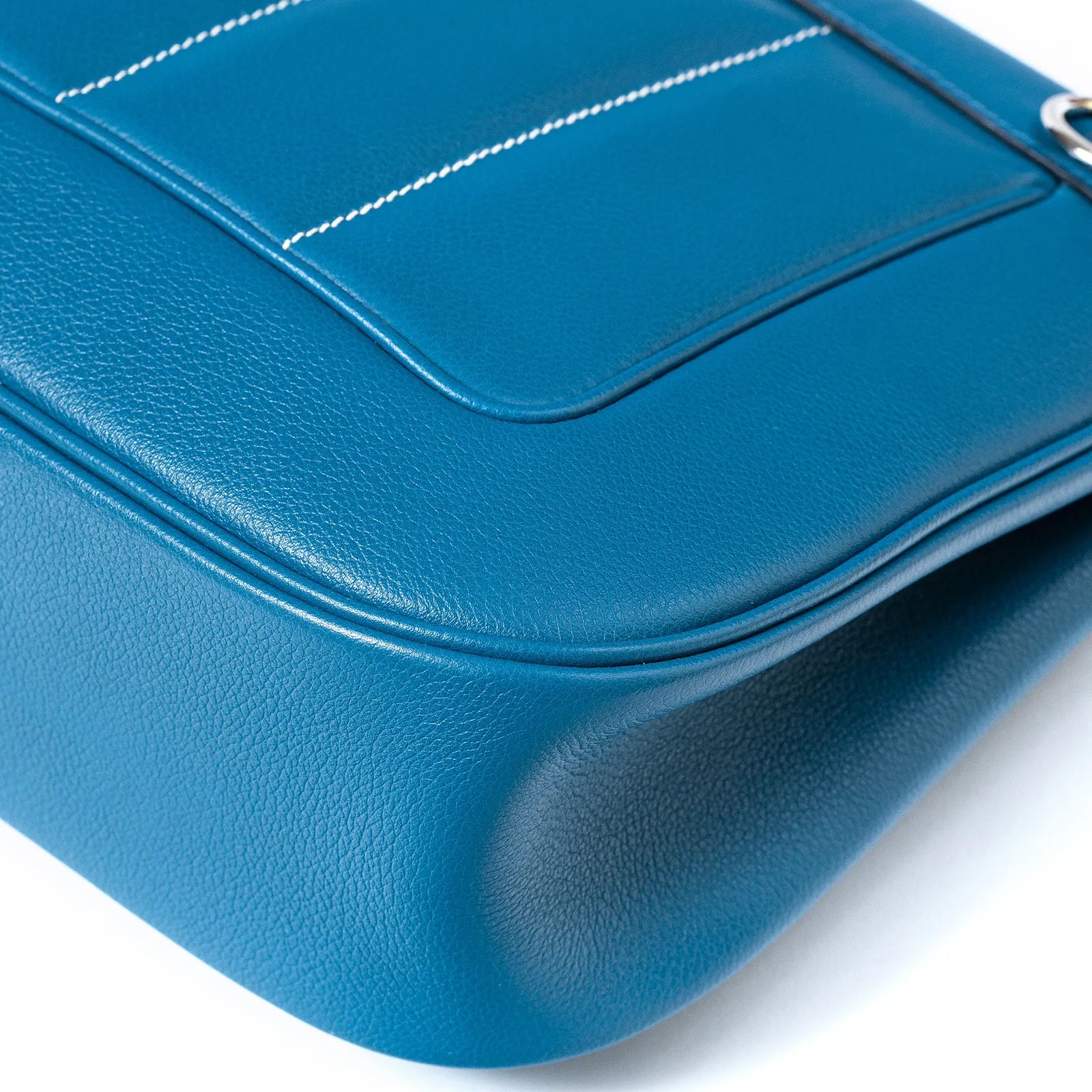 Hermès Berline 28 Blue Evercolor Palladium Hardware