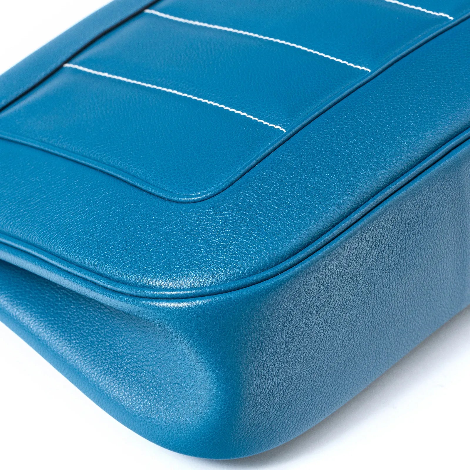 Hermès Berline 28 Blue Evercolor Palladium Hardware
