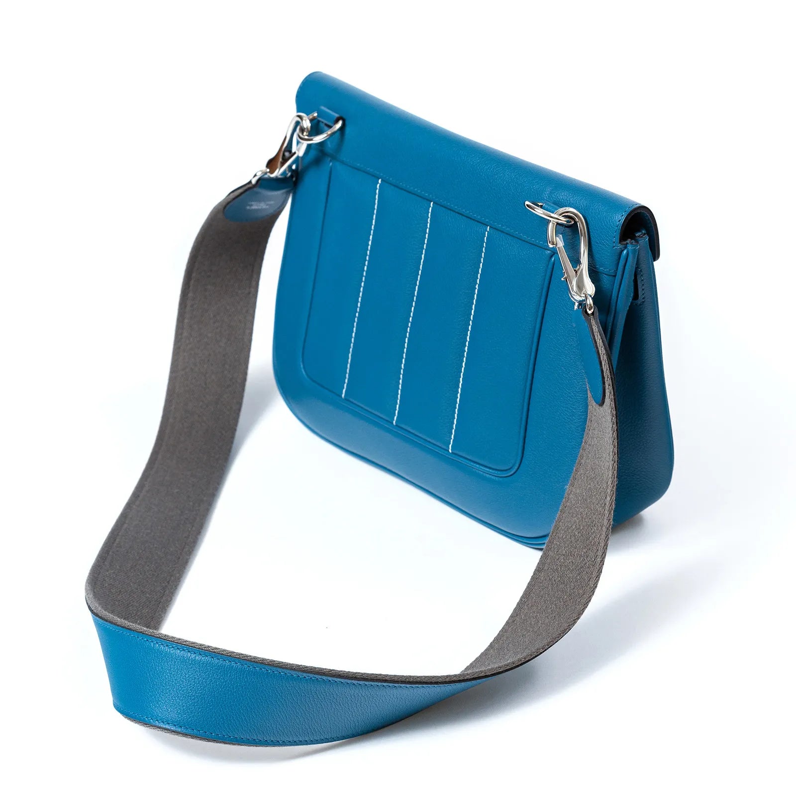 Hermès Berline 28 Blue Evercolor Palladium Hardware