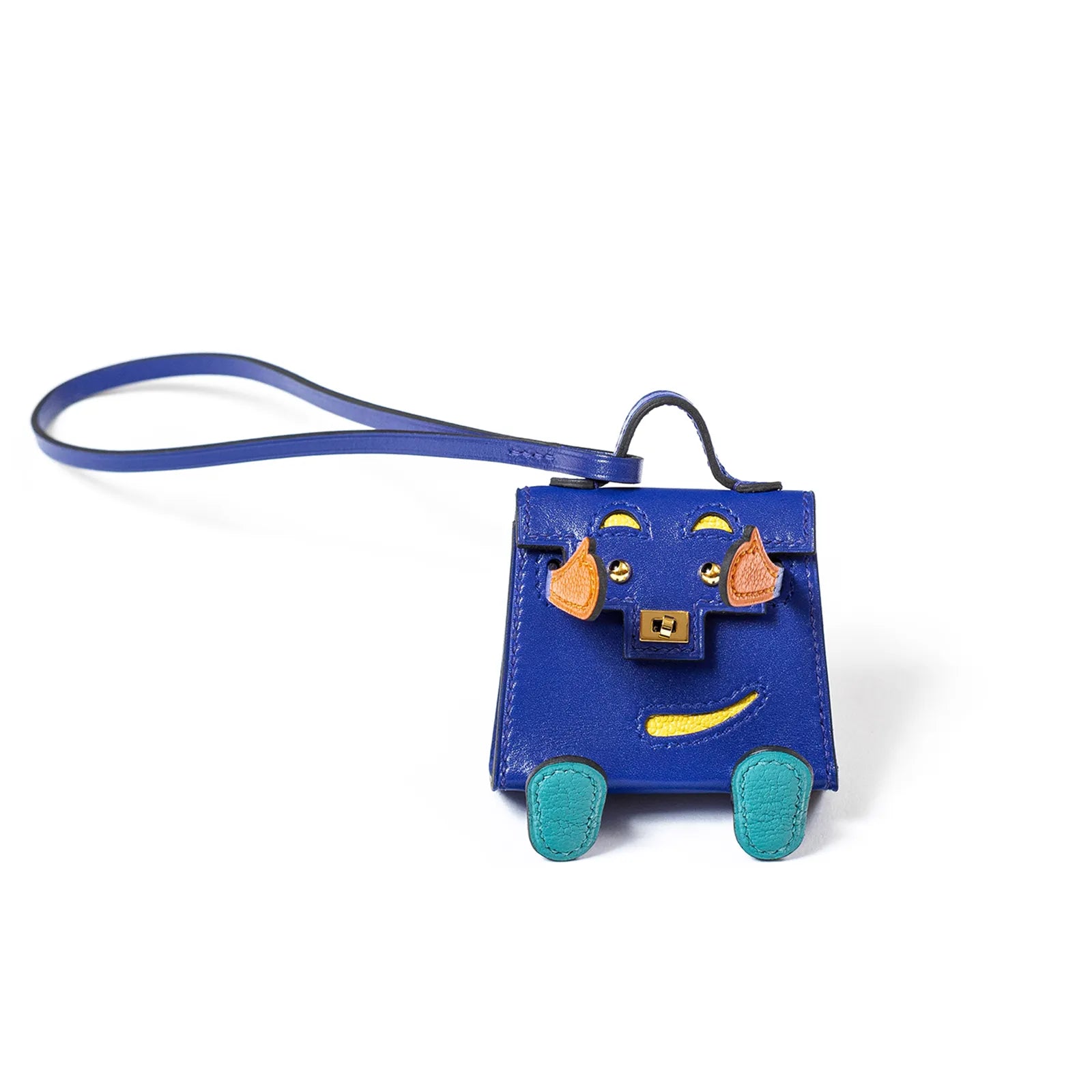Hermès Kelly Doll Bag Charm Blue Electric/Org/Jaune/Vert Tadelakt Gold Hardware