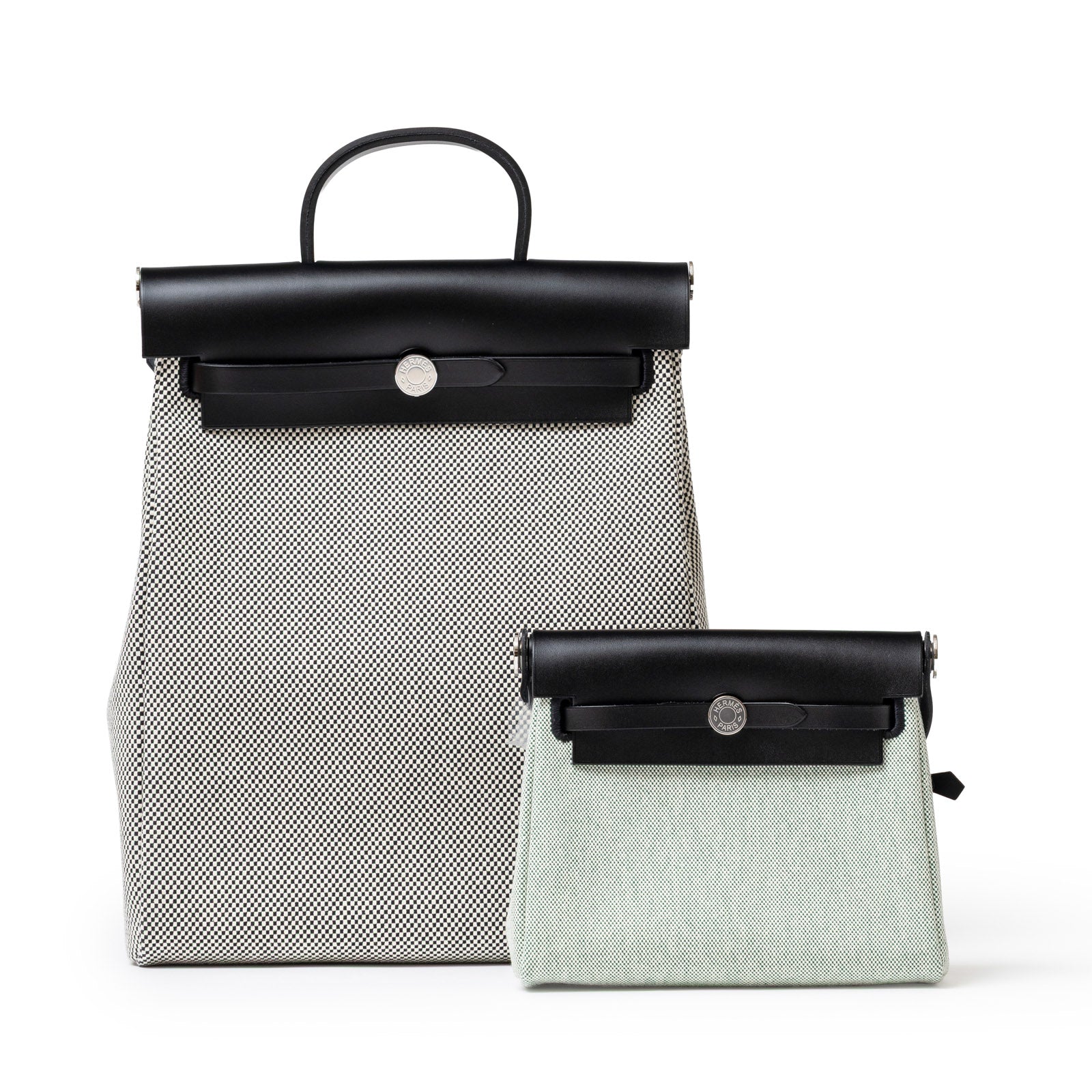 Hermès Herbag a Dos Backpack Ecru/Black Toile Palladium Hardwar