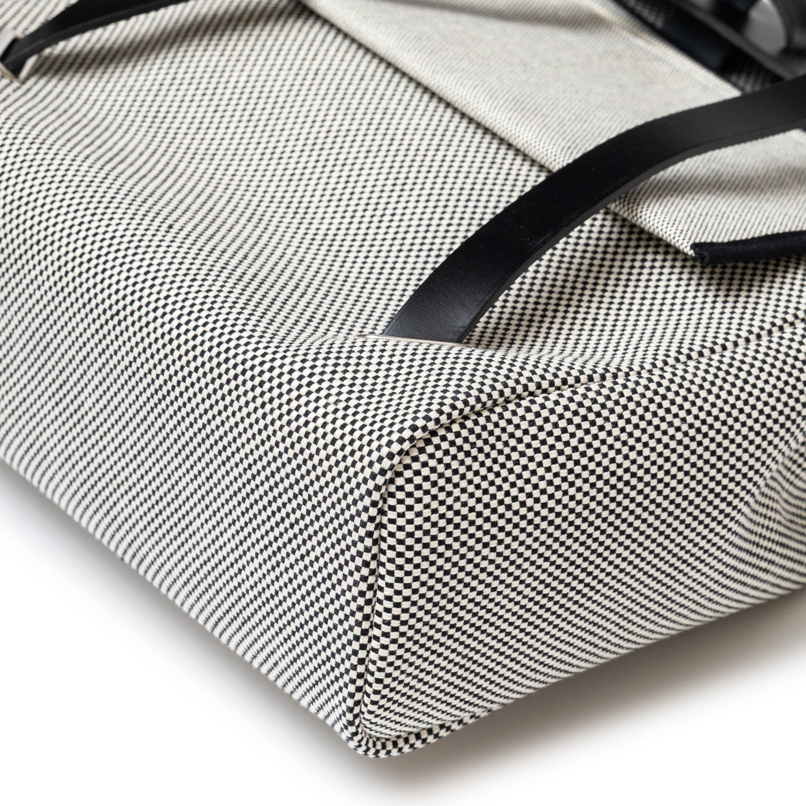 Hermès Herbag a Dos Backpack Ecru/Black Toile Palladium Hardware - Back Corner Right