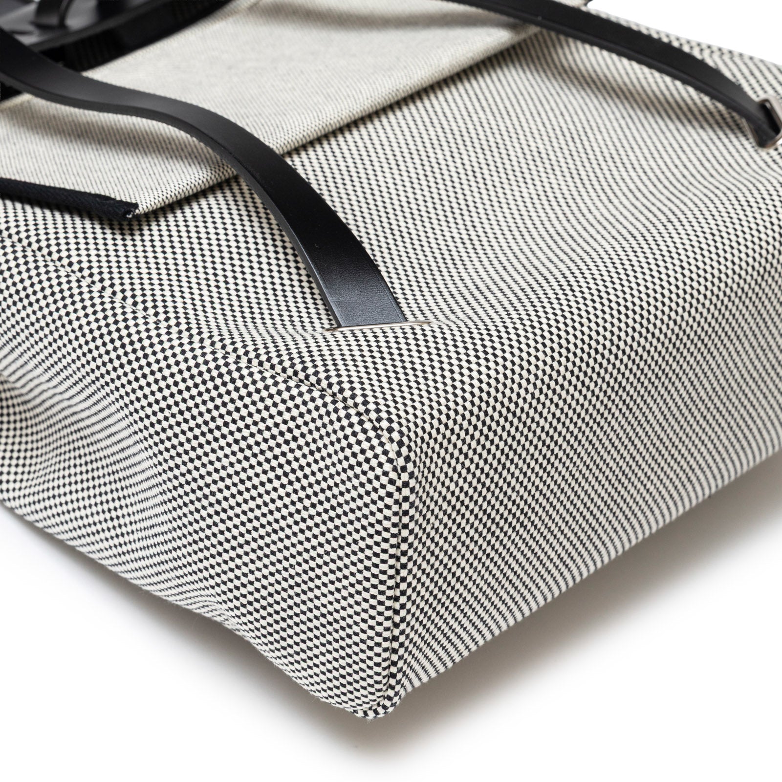 Hermès Herbag a Dos Backpack Ecru/Black Toile Palladium Hardware - Back Corner Left