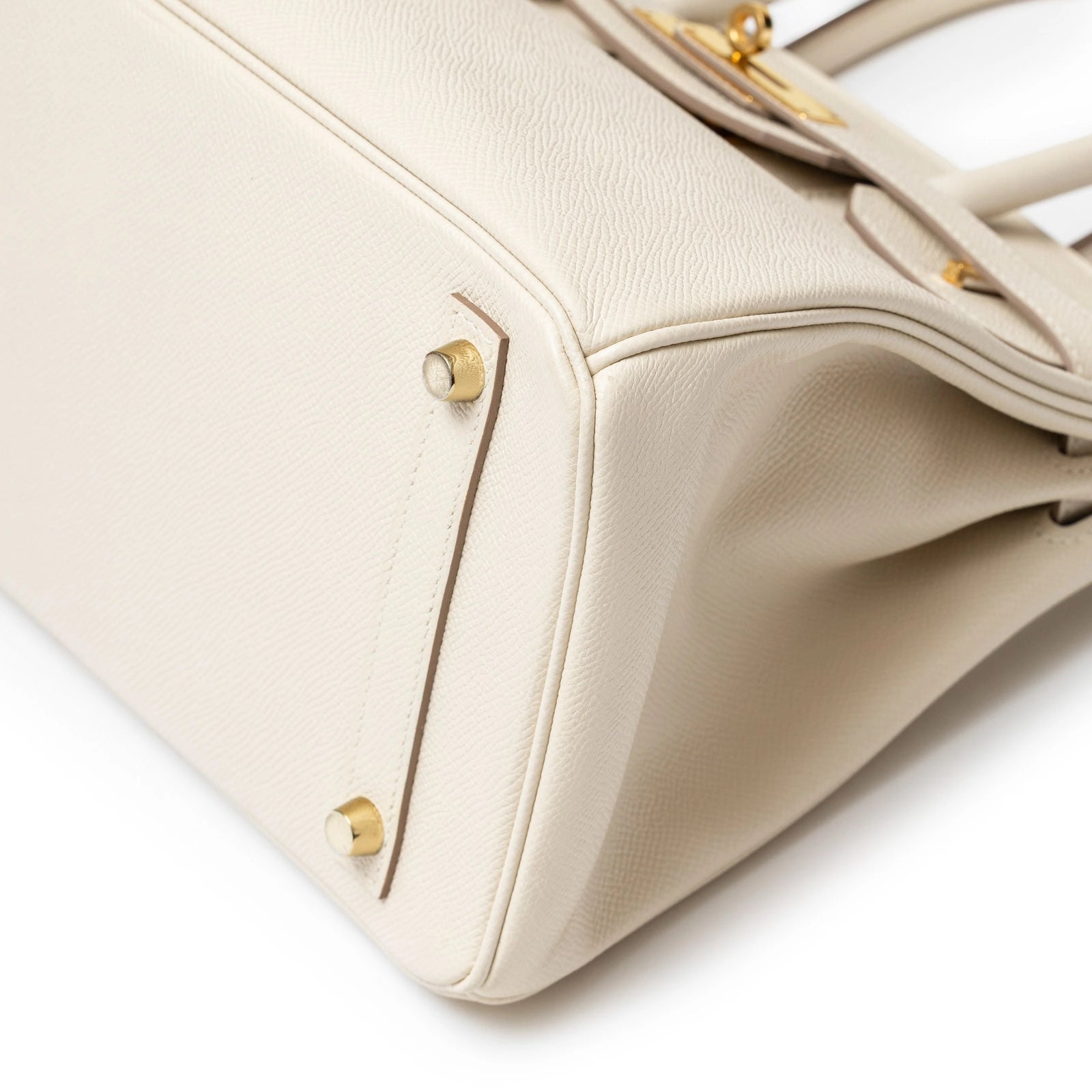 Hermès Birkin 30 Craie Epsom Gold Hardware - Front Corner Right