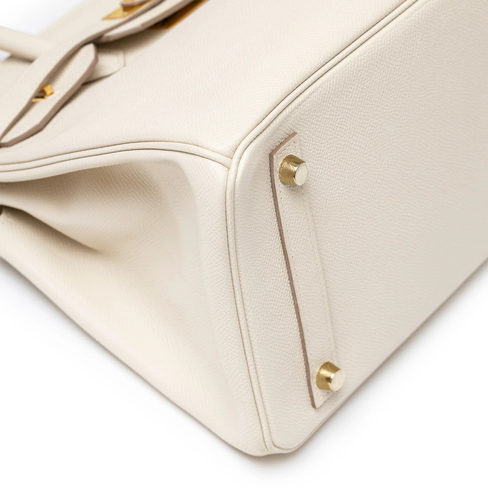 Hermès Birkin 30 Craie Epsom Gold Hardware - Front Corner Left