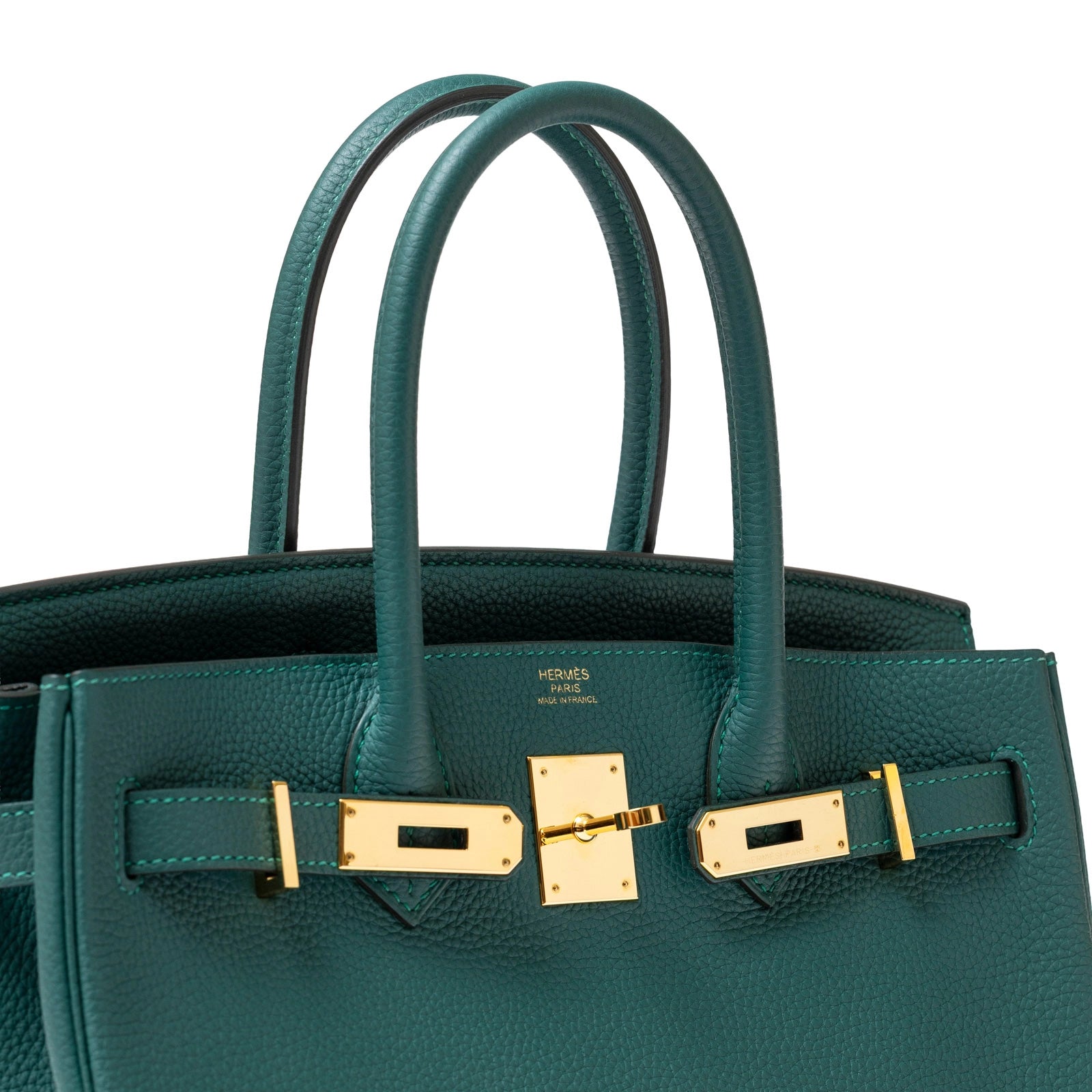 Hermès Birkin 30 Malachite Togo Gold Hardware - Close Up