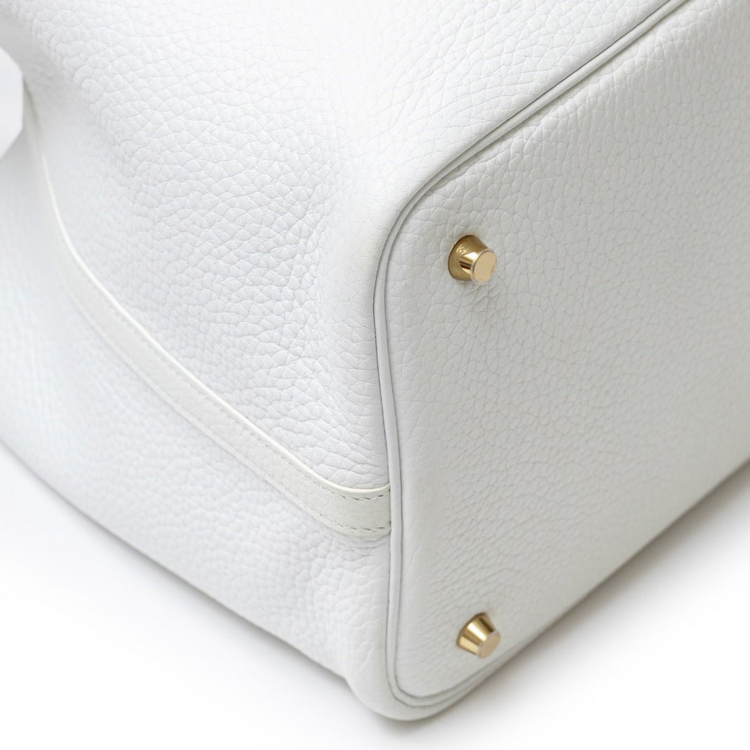 Hermès Picotin 22 New White Clemence Leather Hardware - Back Corner Left