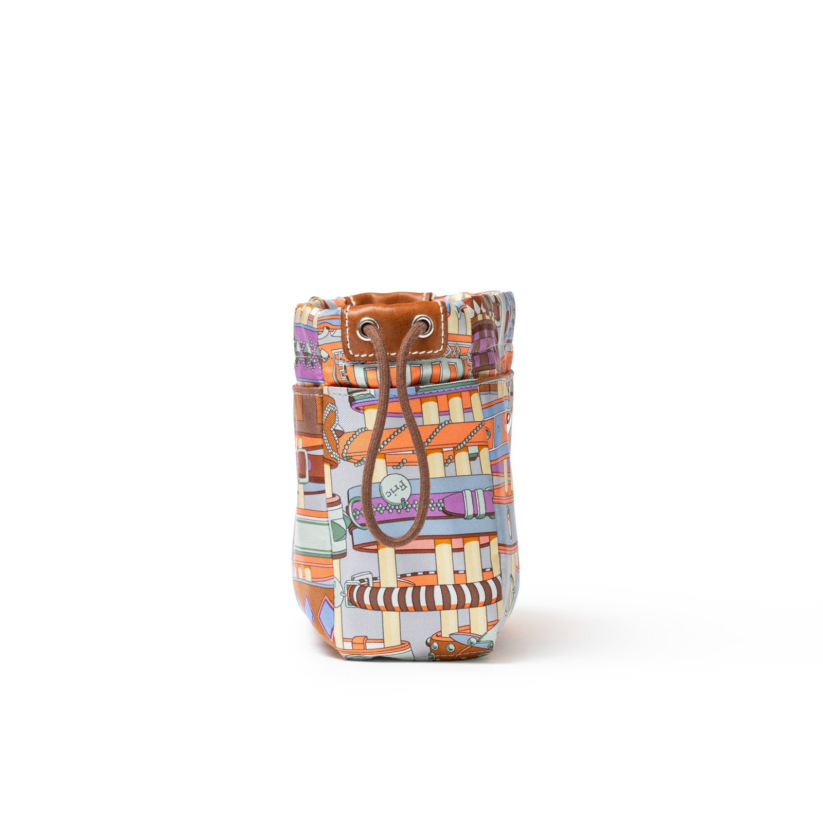 Hermès Fourbi 20 pouch Paprika/Rose pop/Fauve Nylon/Silk Barenia Palladium Hardware - Side Right