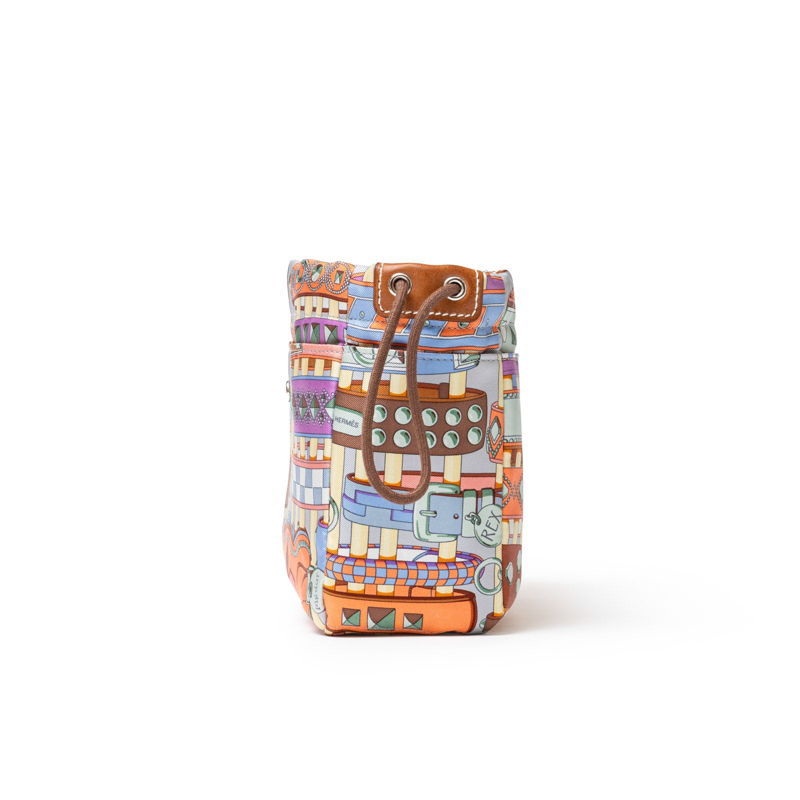 Hermès Fourbi 20 pouch Paprika/Rose pop/Fauve Nylon/Silk Barenia Palladium Hardware - Side Left