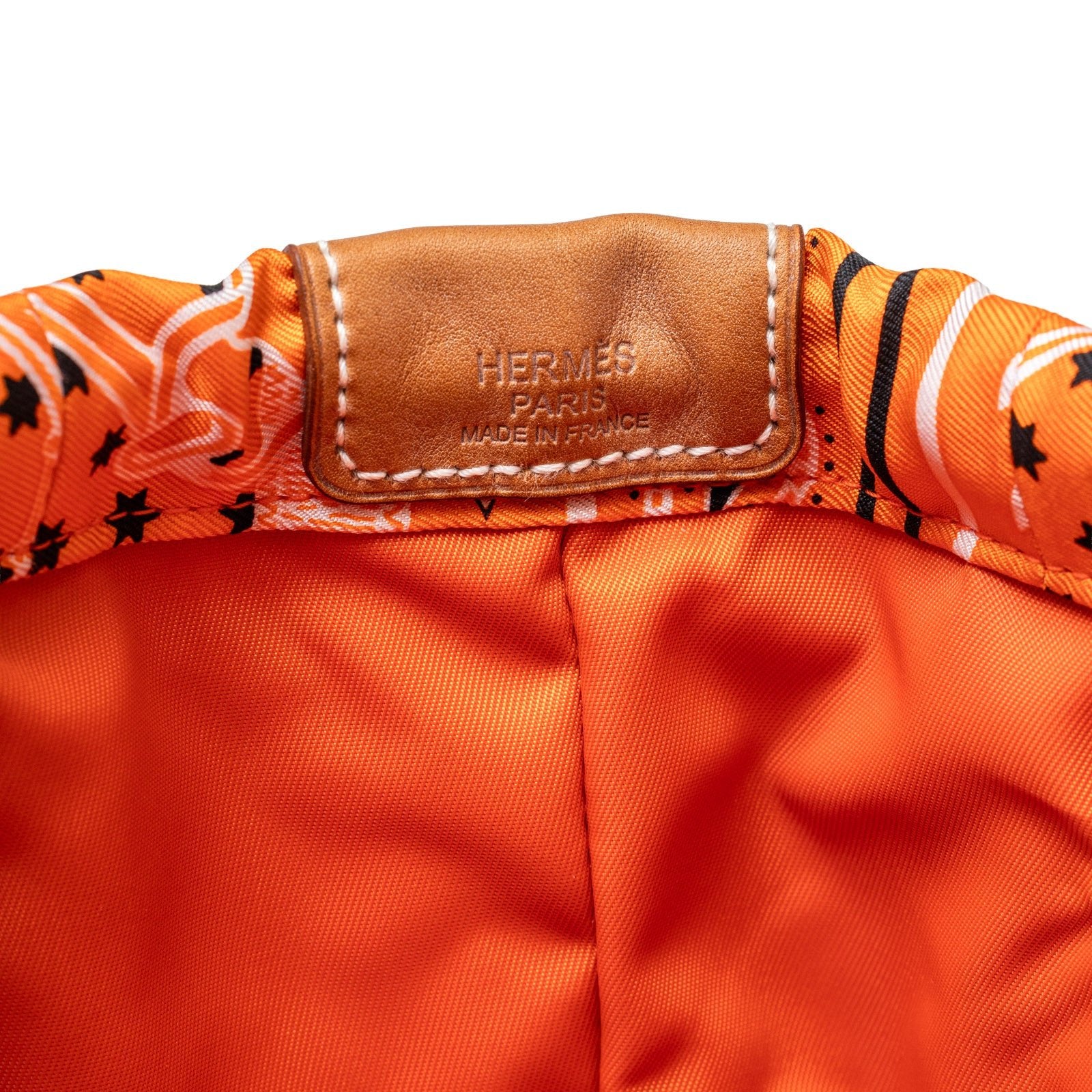 Hermès Fourbi 25 pouch Orange Nylon/Silk Barenia Palladium Hardware - Detail