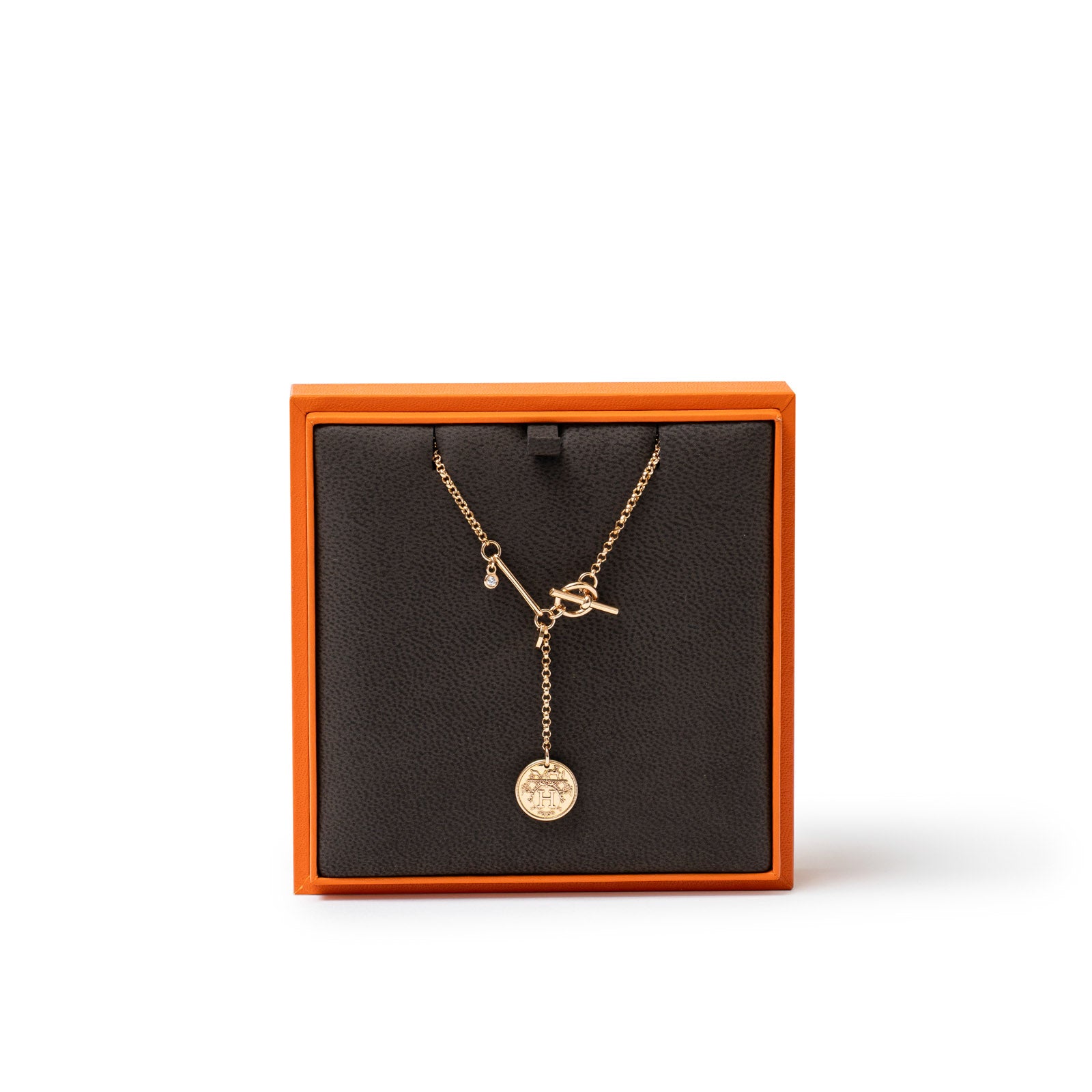 Hermès Ex-Libris Diamond Pendant Necklace Small model Rose Gold Au750 - Box