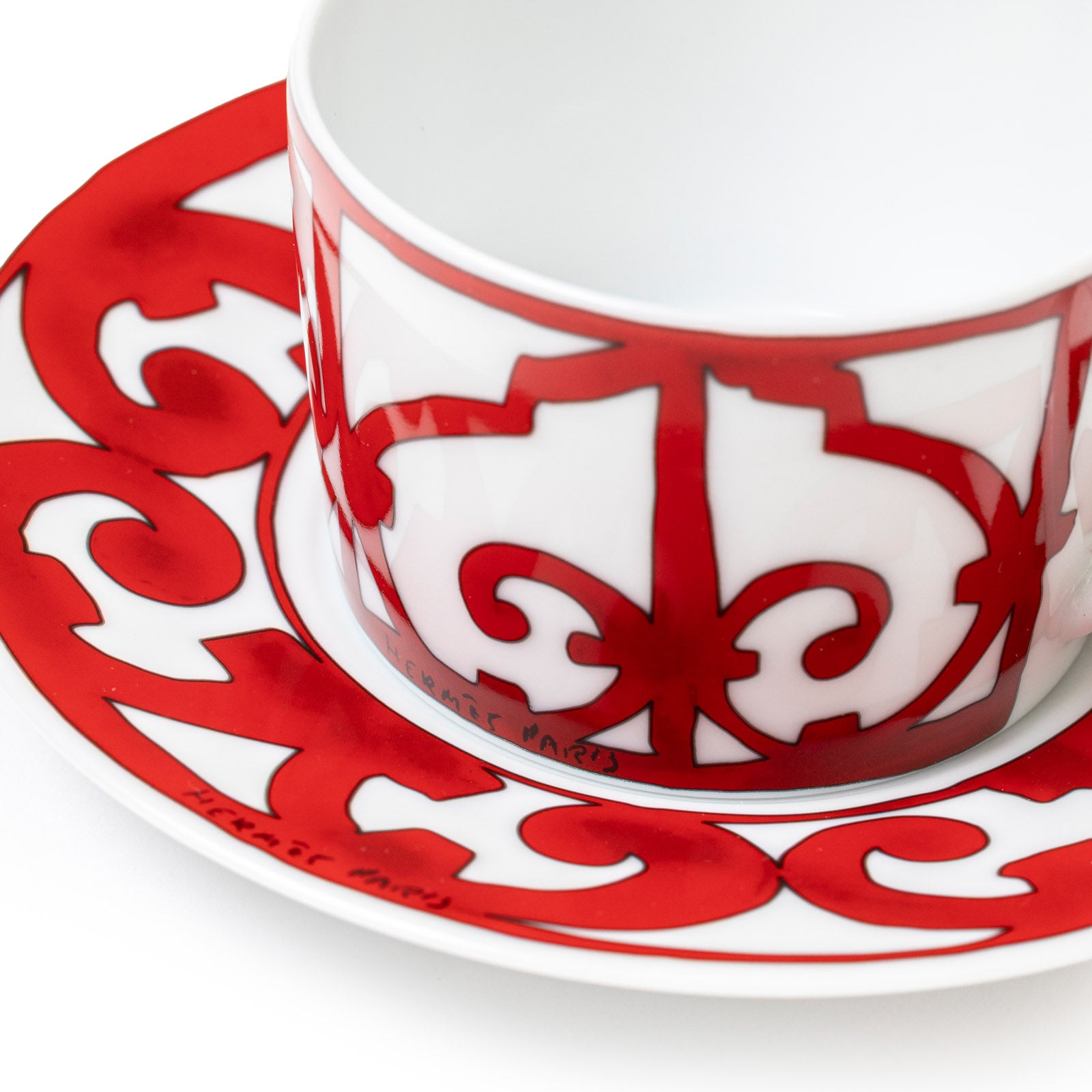 Hermès Balcon du Guadalquivir Tea Cup and Saucer Set of Two