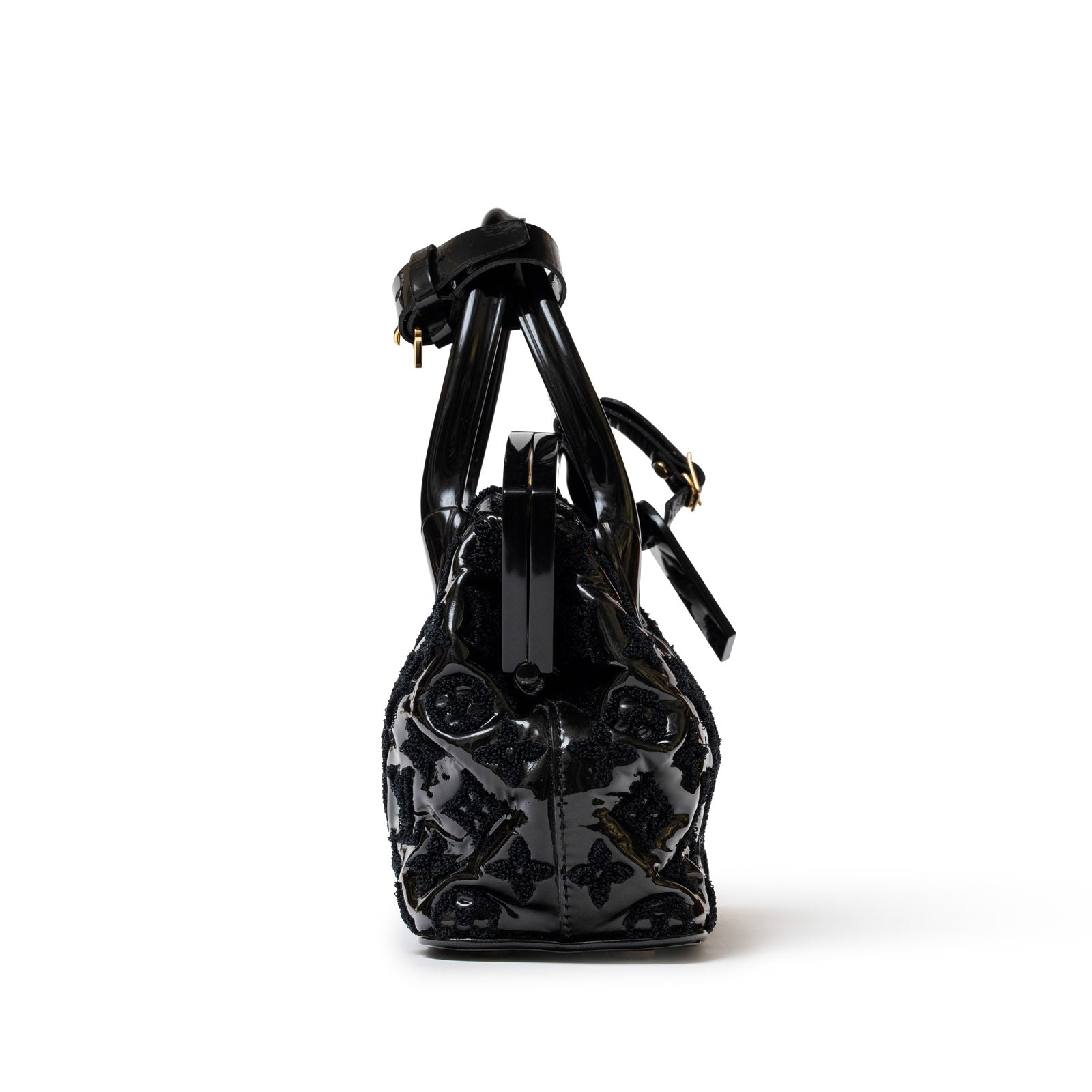 Louis Vuitton Fascination Lockit BB Black Patent Lambskin Gold Hardware - Side Left
