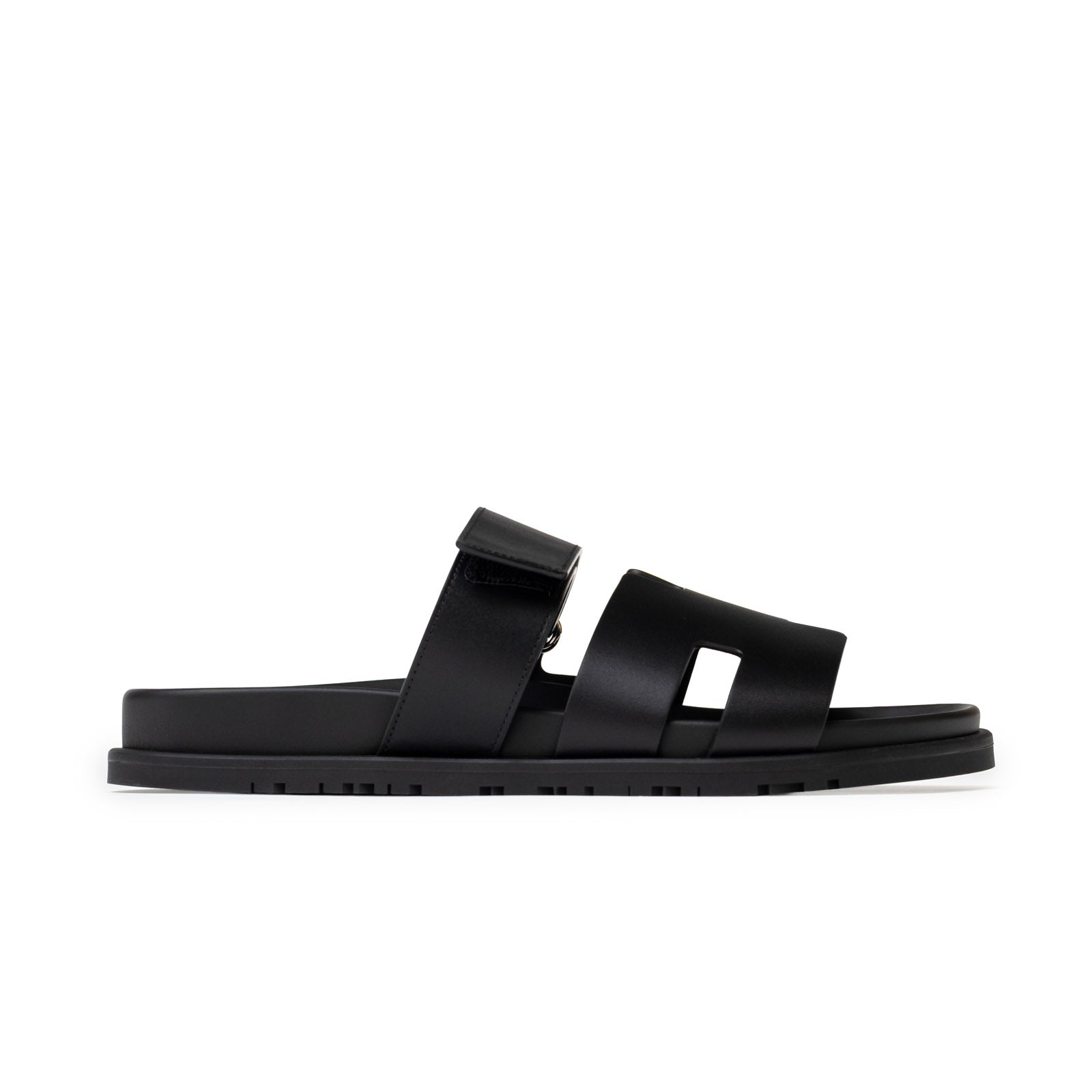 Hermès Chypre Sandal Men's Black Calf 40.5 - Right