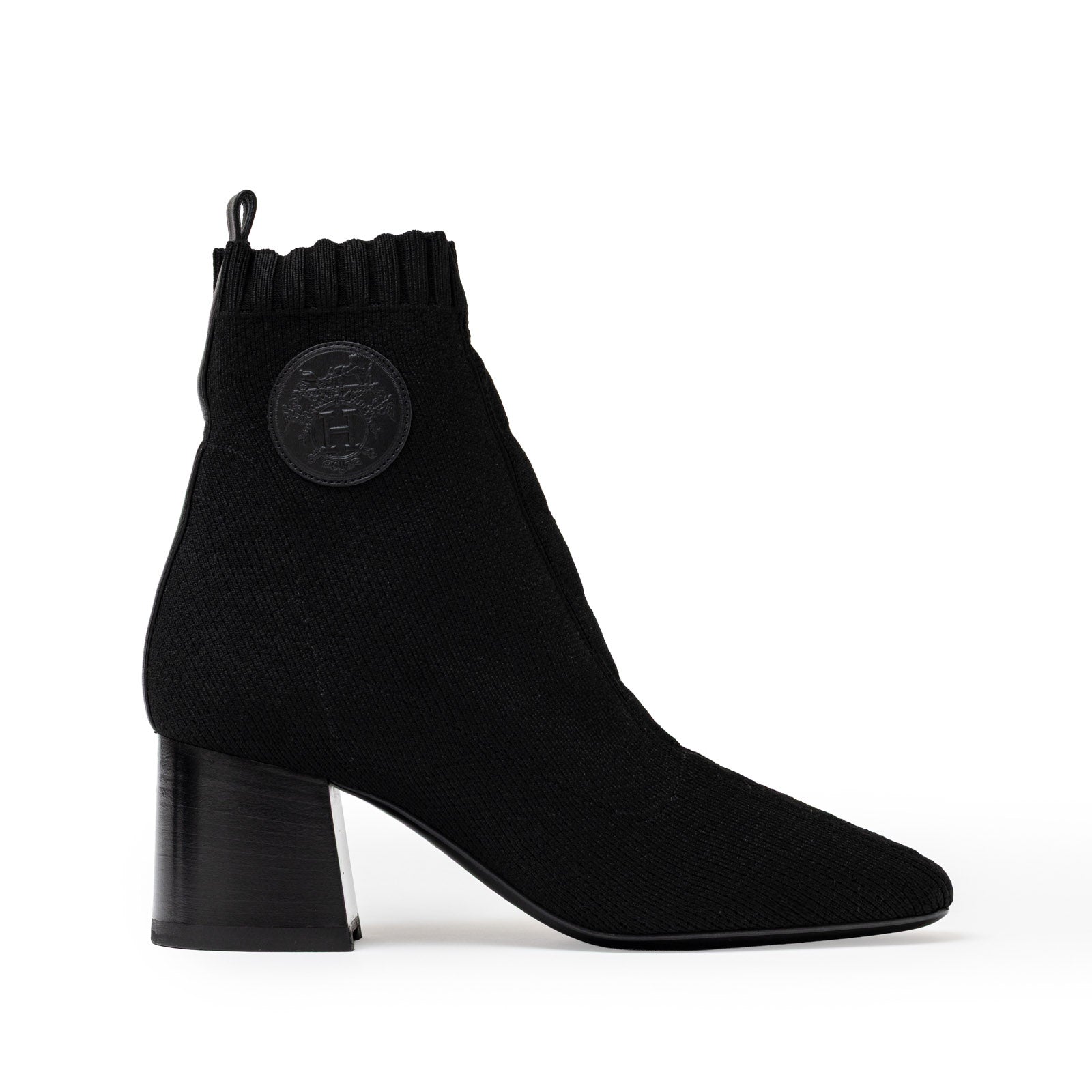 Hermès Volver 60 Ankle Boots Black Knit/Calf 36.5 - Side Right