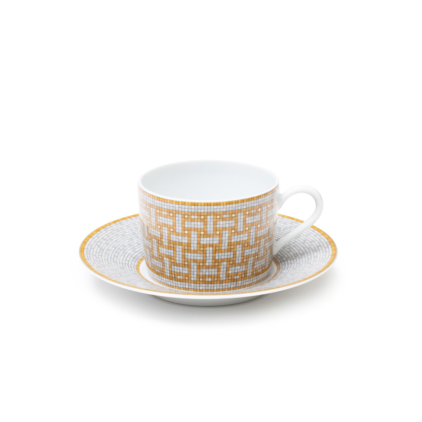 Hermès Mosaique au 24 Gold Tea Cup Set of Two - Close Up