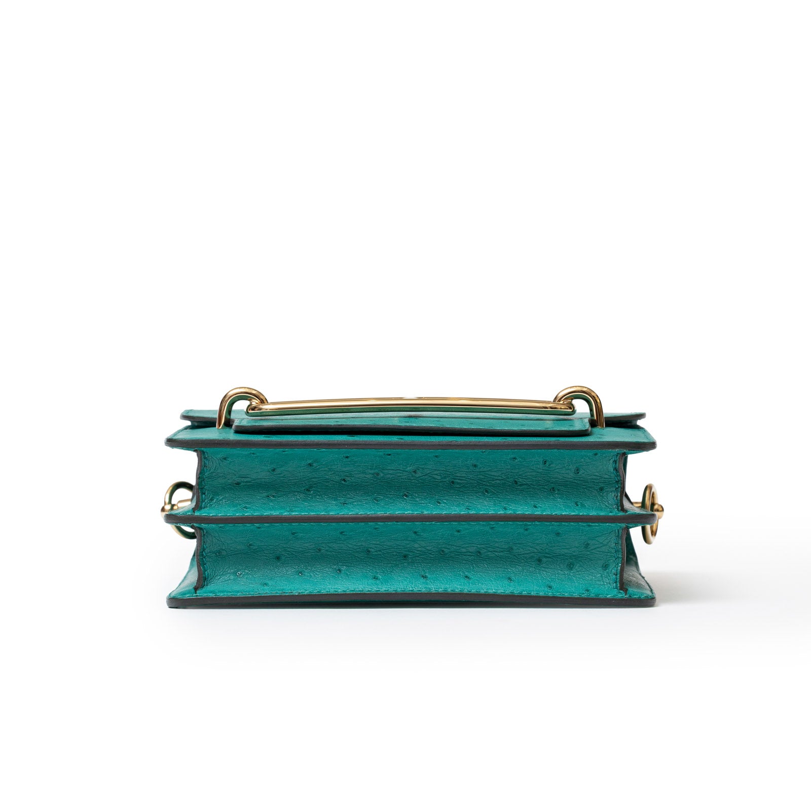 Hermès Mini Roulis Ostrich Vert Verone Permabrass Hardware - Bottom