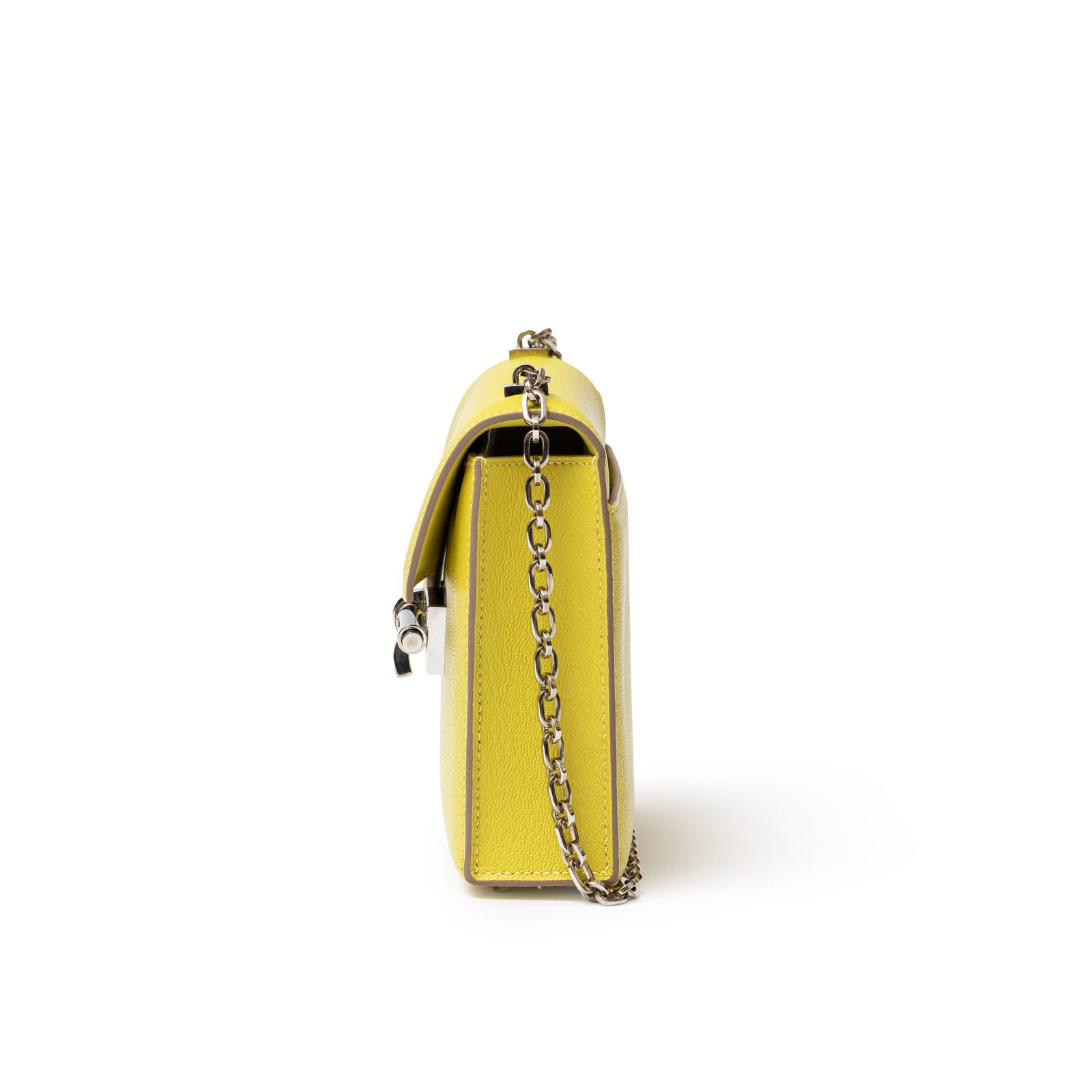 Hermès Mini Verrou Chaine Bag Lime Chevre Mysore Palladium Hardware - Side Right