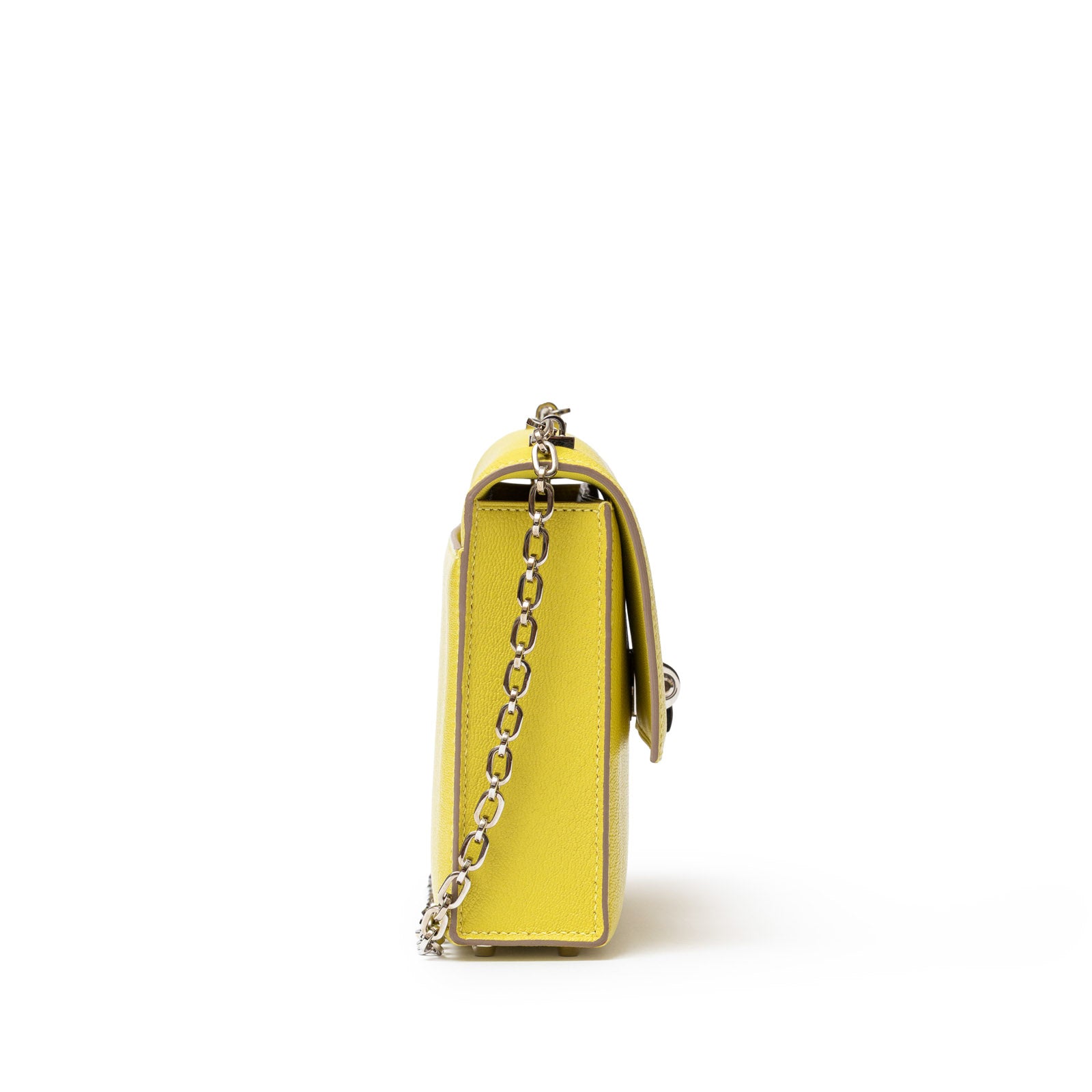 Hermès Mini Verrou Chaine Bag Lime Chevre Mysore Palladium Hardware - Side Left