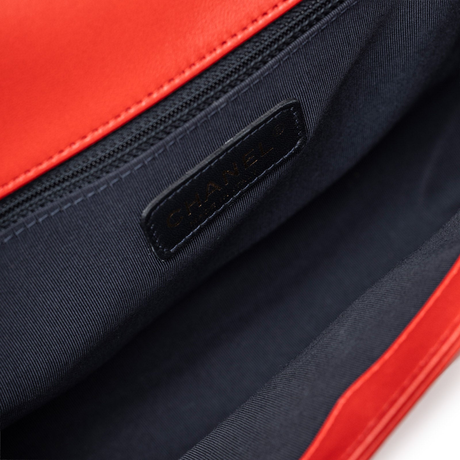 Chanel Leboy Flap Bag Coco Mark Waffle Bag Red White and Gold Hardware - Detail